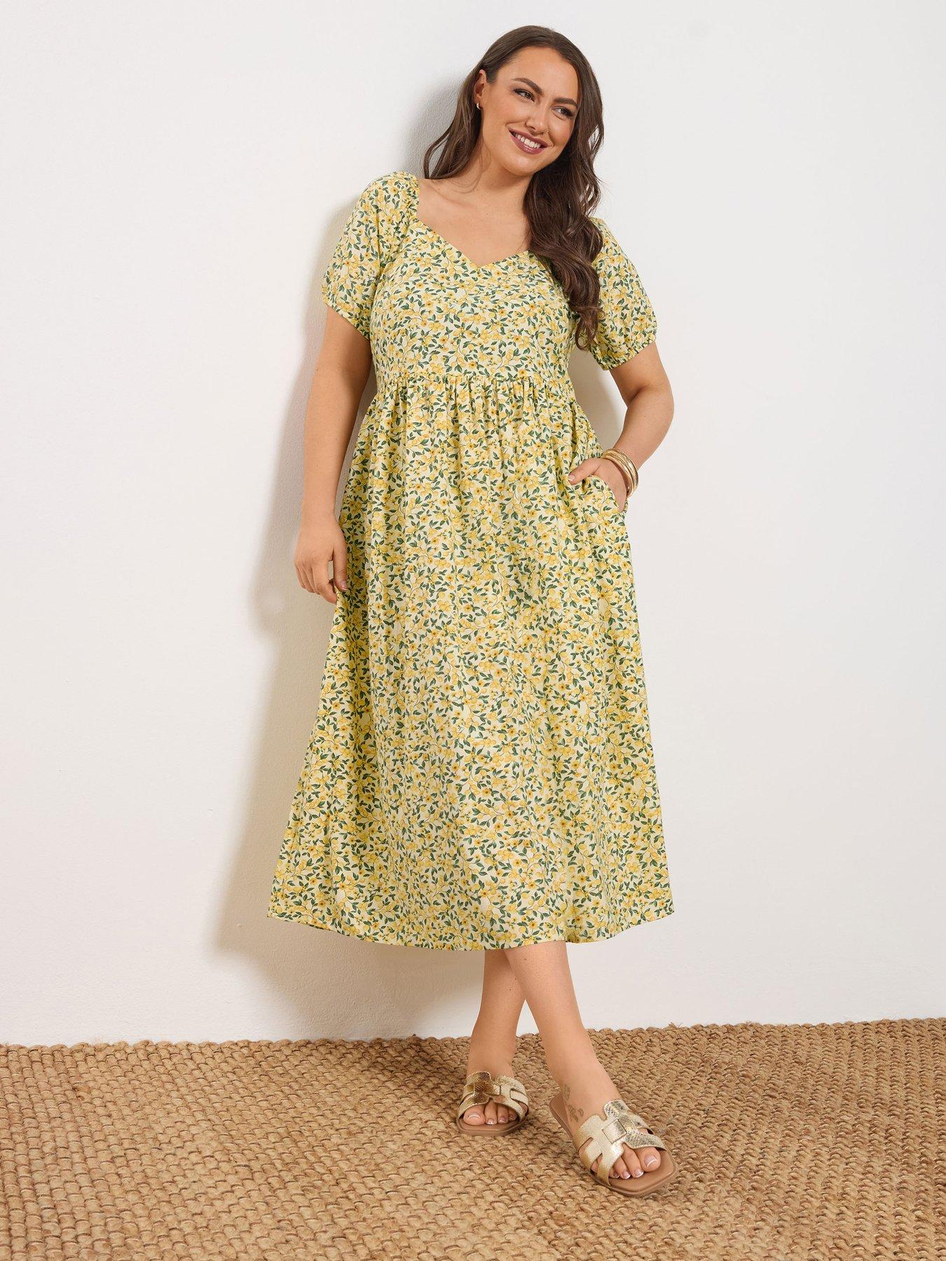 Yours Curve Puffed Short Sleeve Midaxi Dress