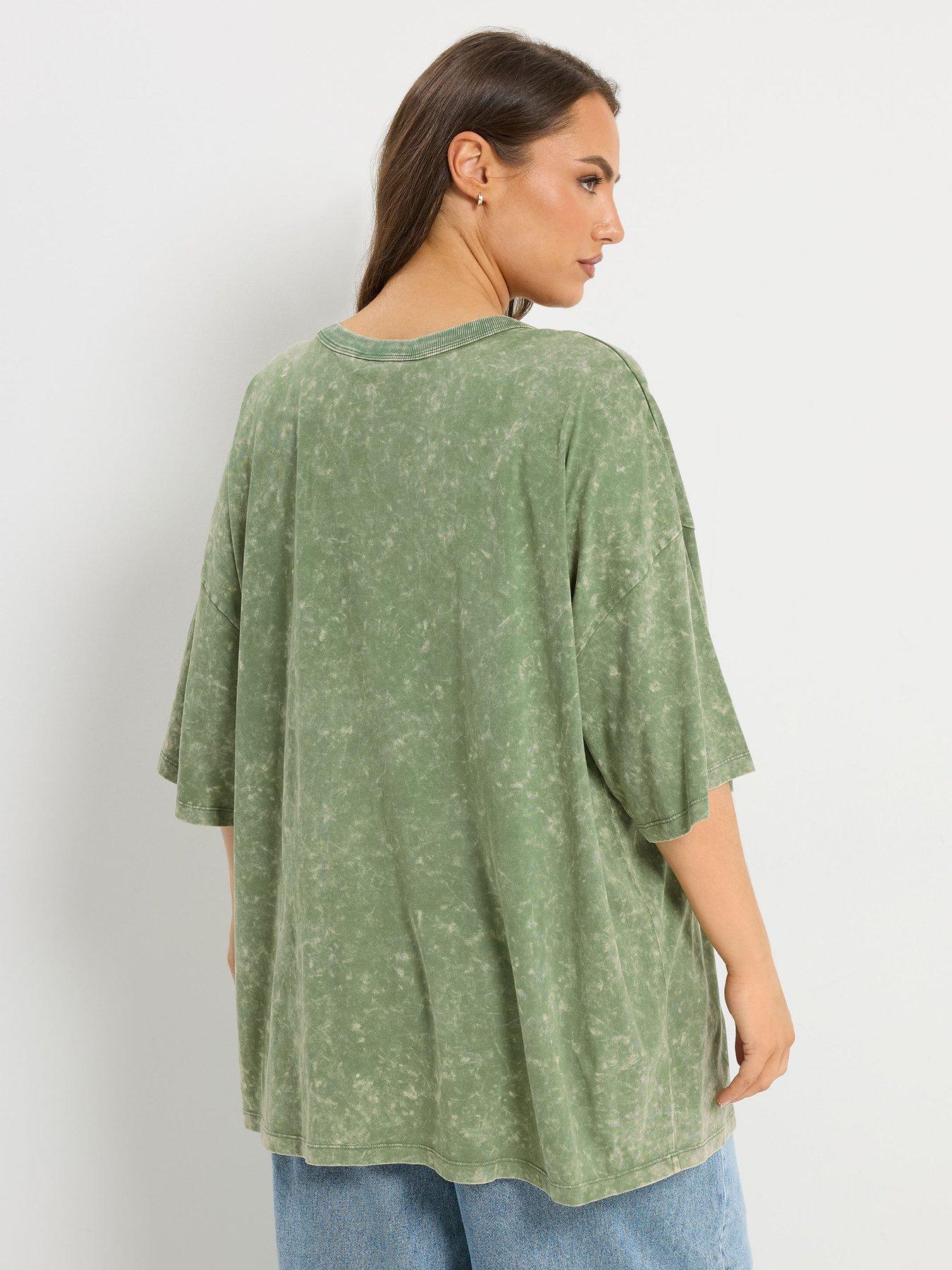 Image 2 of 5 of Yours Curve Placement Boxy T-Shirt - Green