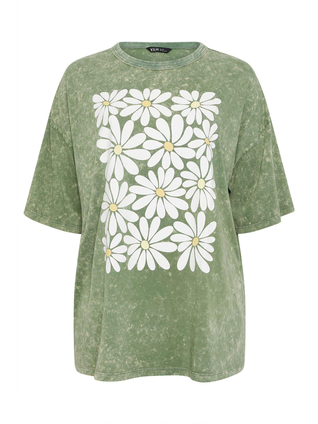 Image 5 of 5 of Yours Curve Placement Boxy T-Shirt - Green