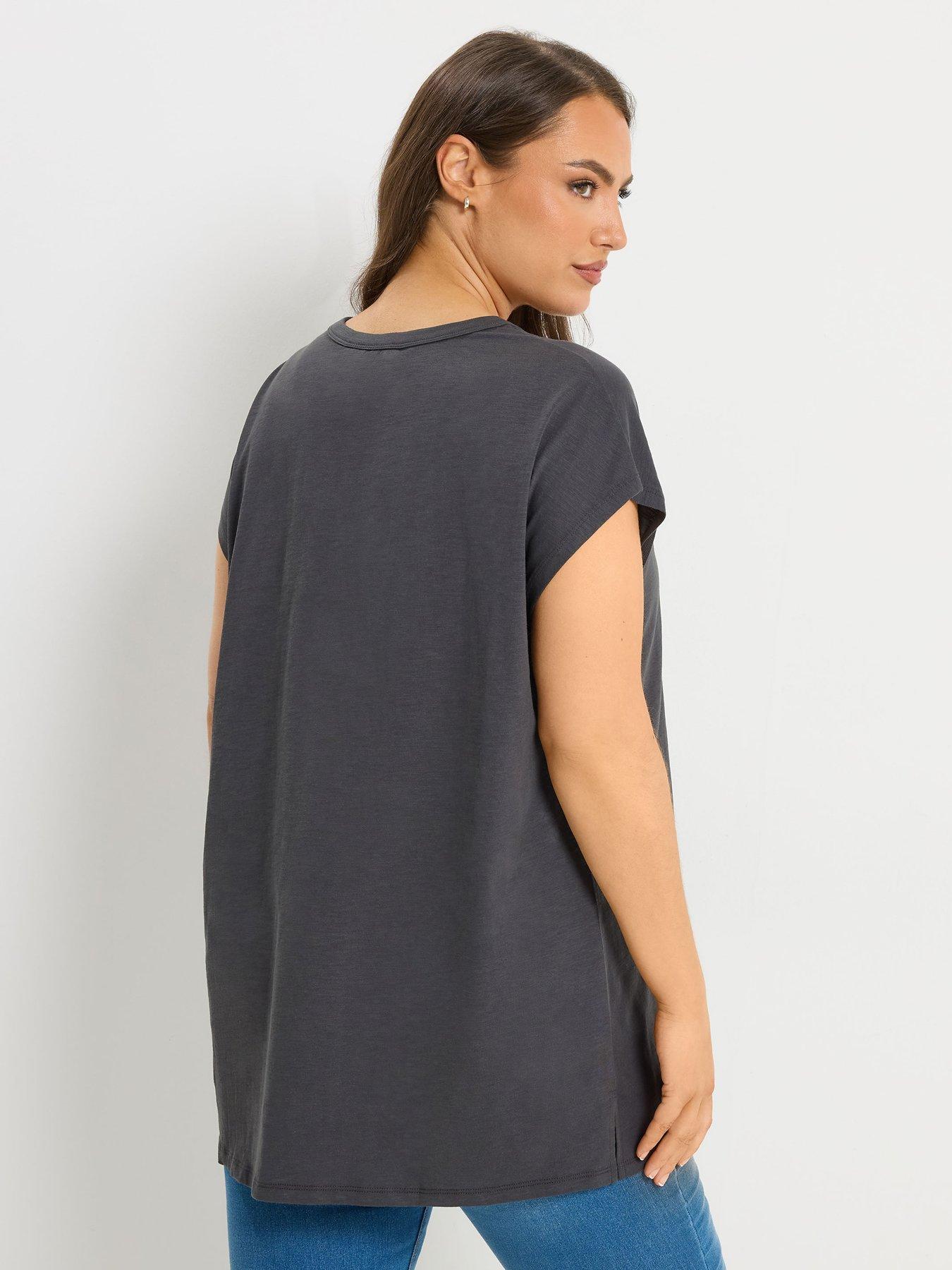  image of yours-curve-stud-pocket-t-shirt-grey