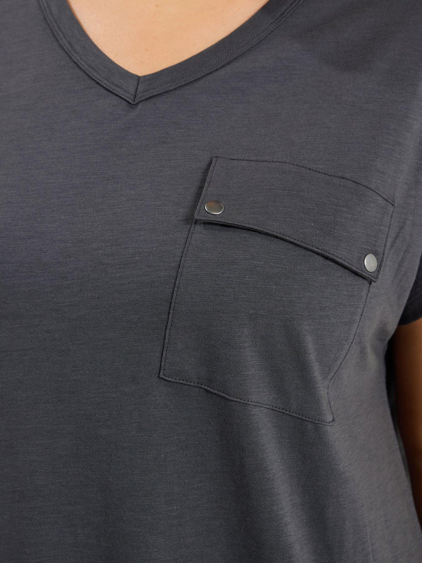  image of yours-curve-stud-pocket-t-shirt-grey