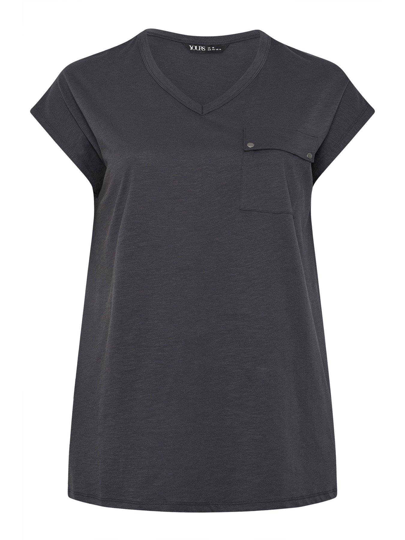  image of yours-curve-stud-pocket-t-shirt-grey