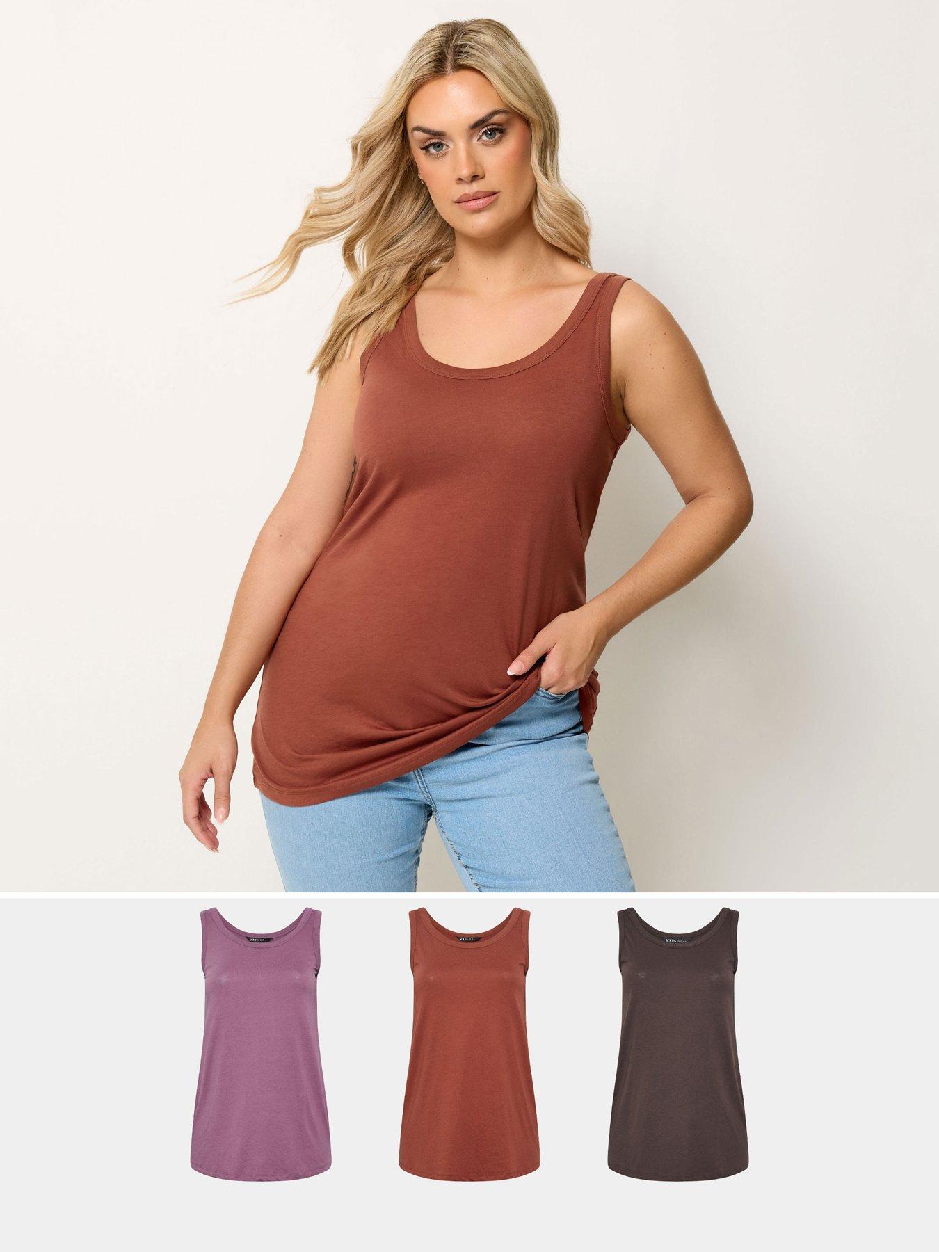 Image 1 of 5 of Yours Curve 3 Pack Core Basic Vest Colour