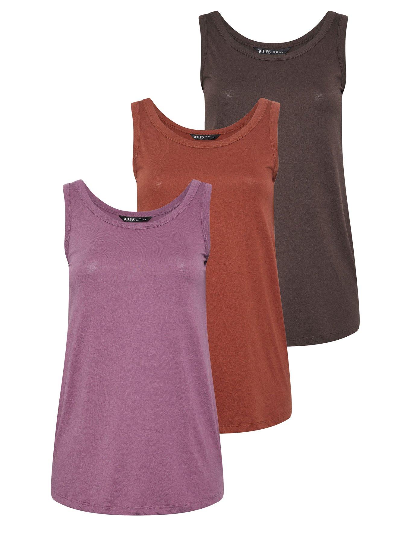  image of yours-curve-3-pack-core-basic-vest-colour-multi