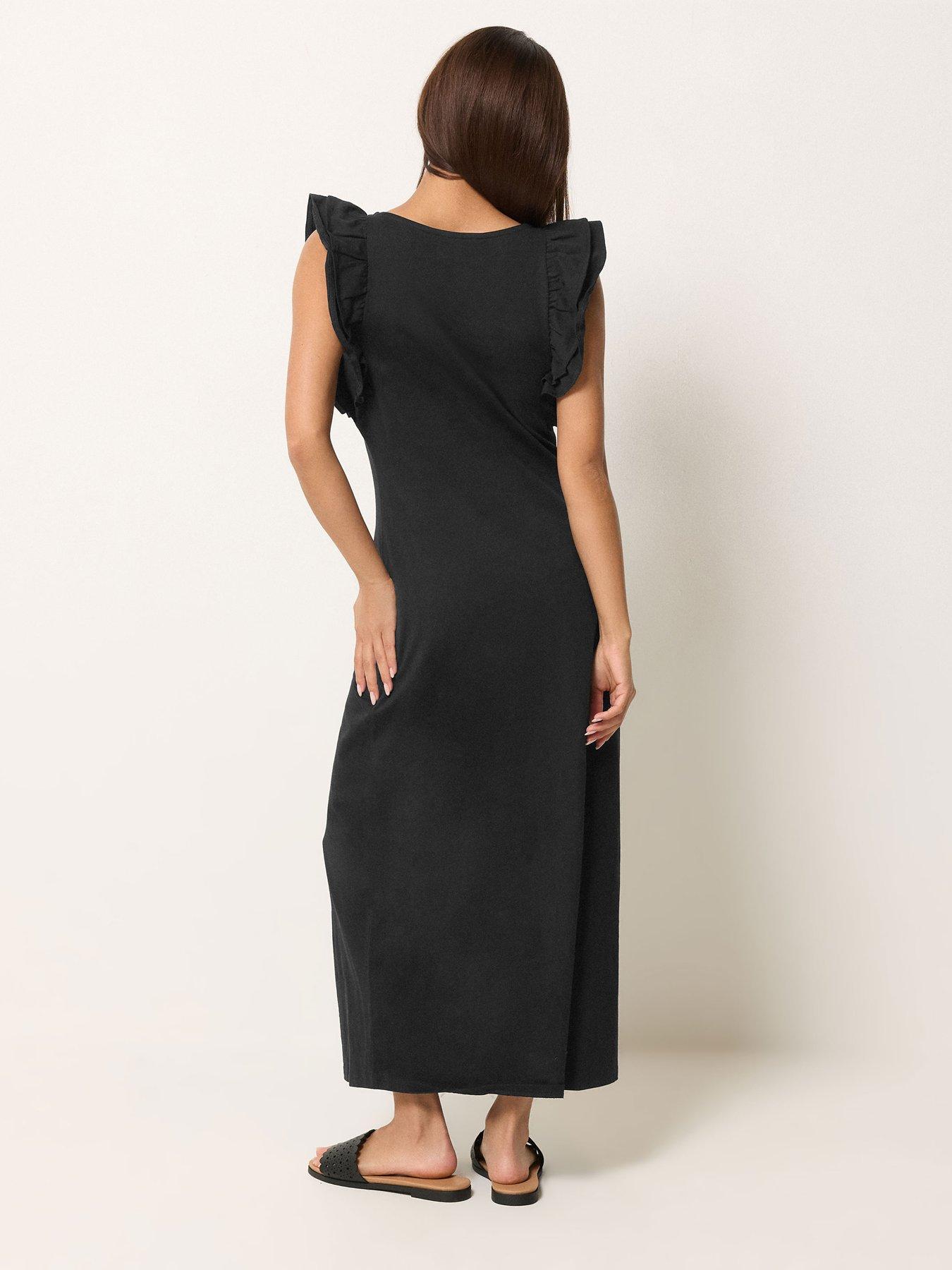 Image 2 of 6 of PixieGirl Petite Frill Shoulder Maxi Dress