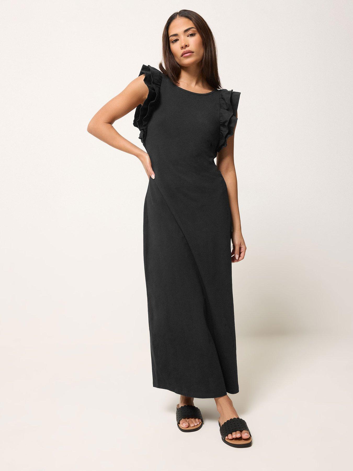 Image 4 of 6 of PixieGirl Petite Frill Shoulder Maxi Dress