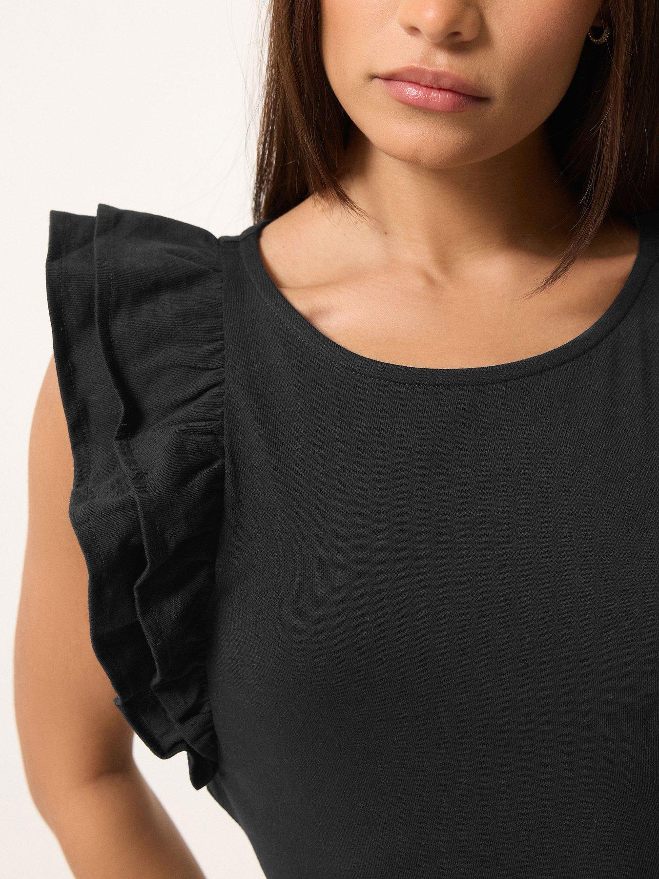 Image 5 of 6 of PixieGirl Petite Frill Shoulder Maxi Dress