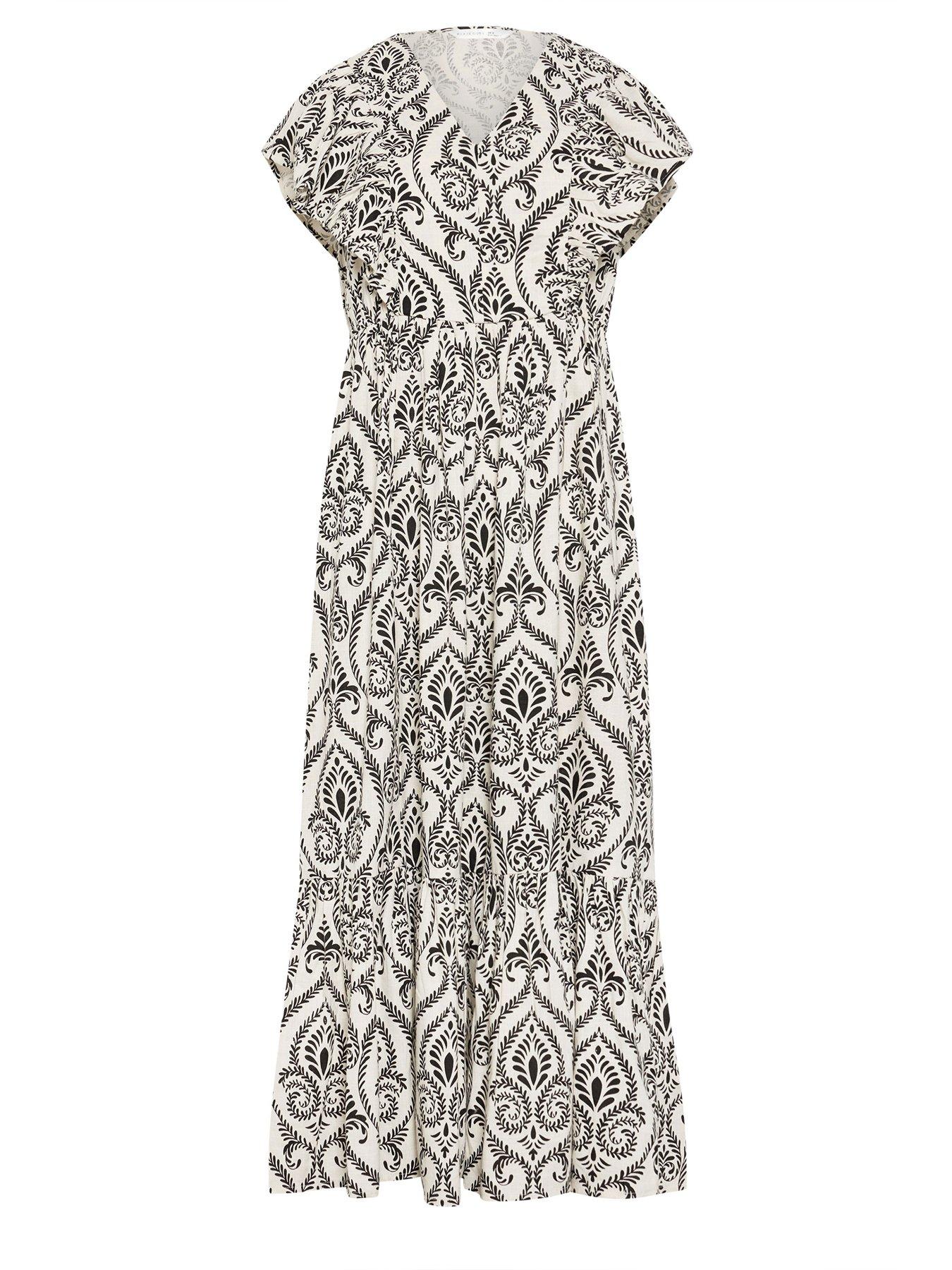 Image 5 of 5 of PixieGirl Petite Frill Print Maxi Dress - White