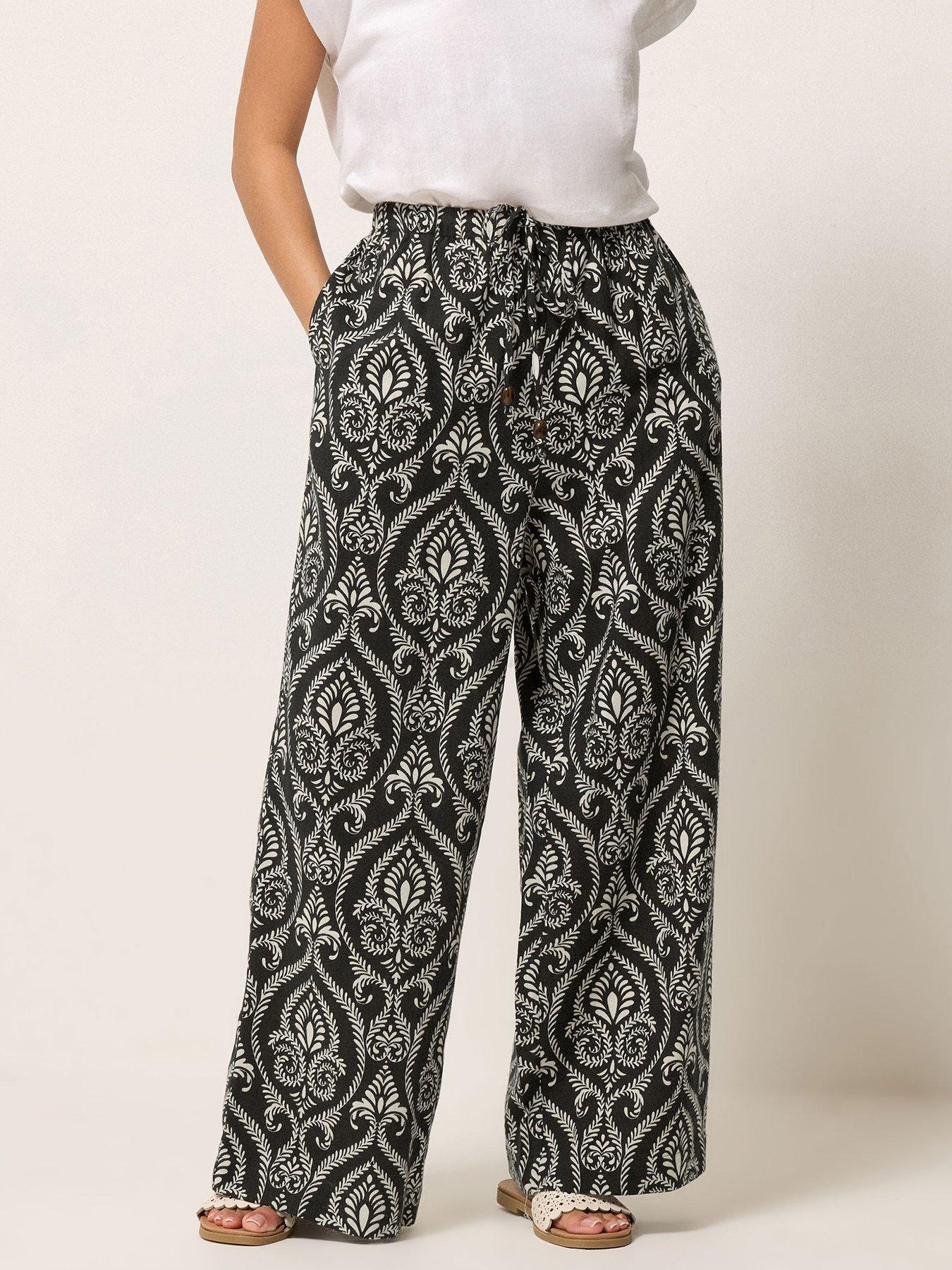 pixiegirl-petite-tile-print-bead-wide-leg-trousers-black