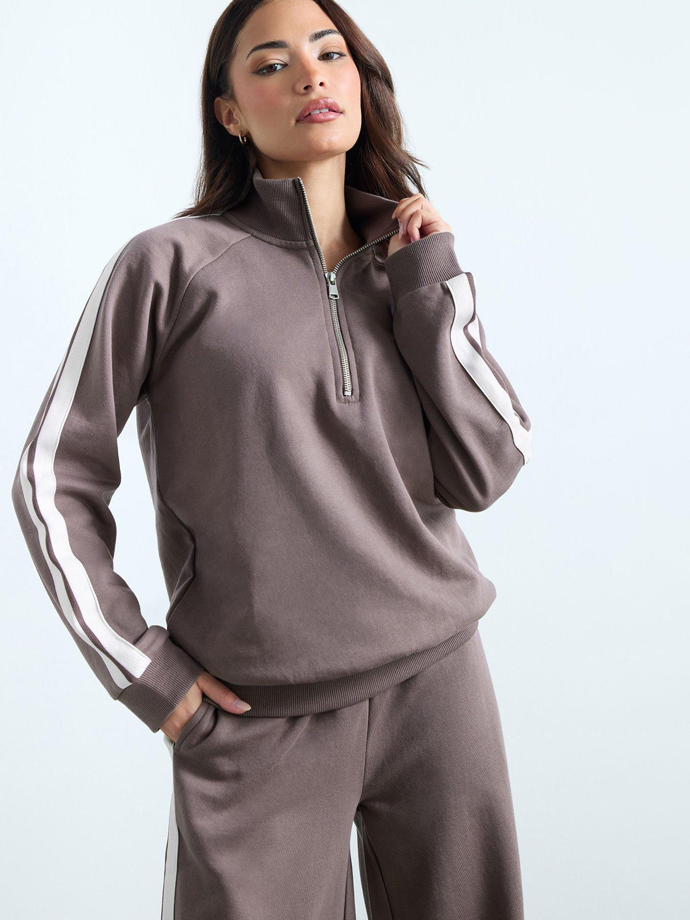 pixiegirl-petite-stripe-quarter-zip-sweat-top-purple
