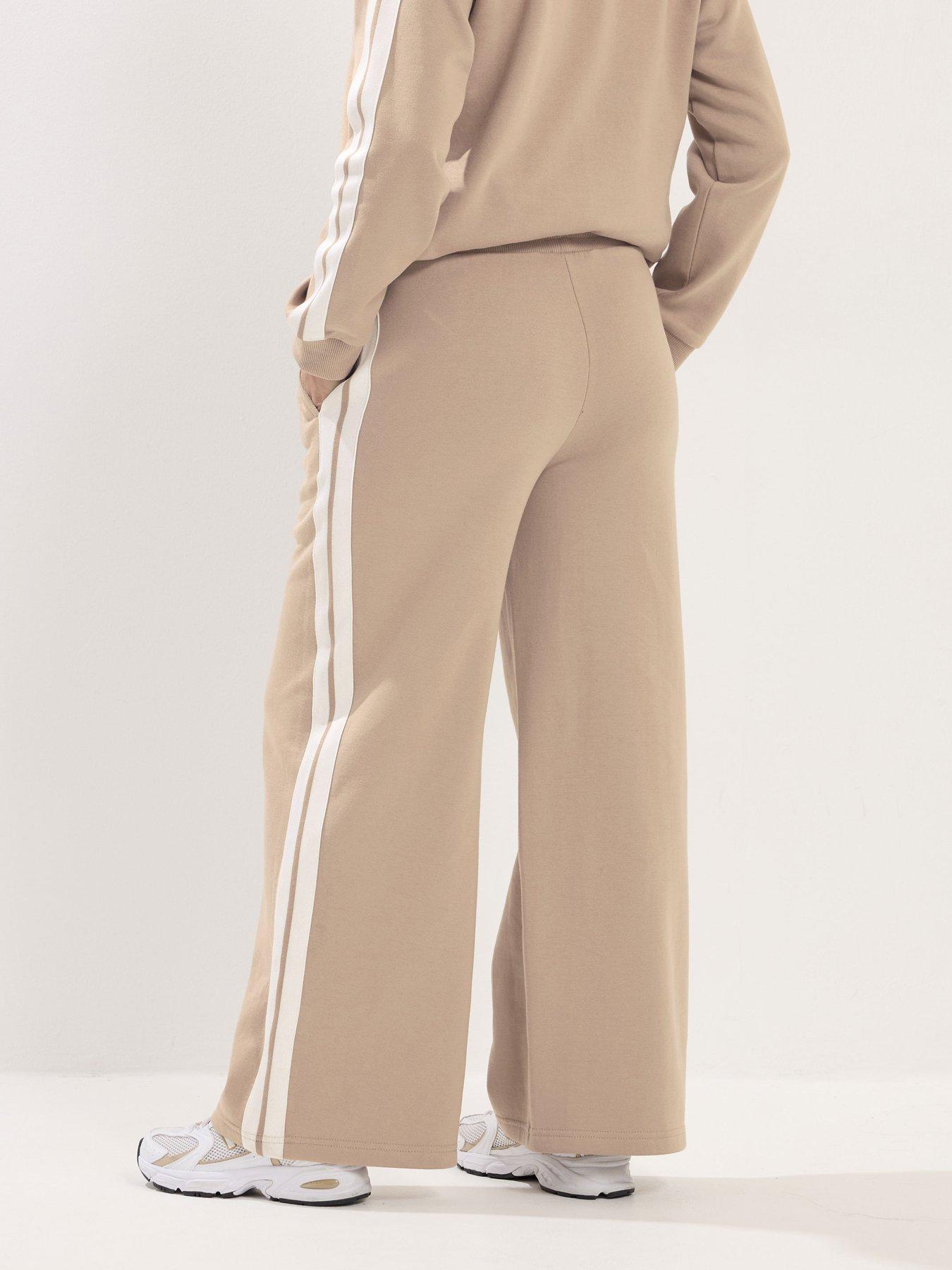 Image 2 of 5 of PixieGirl Petite 2 Side Stripe Wide Leg Joggers - Cream
