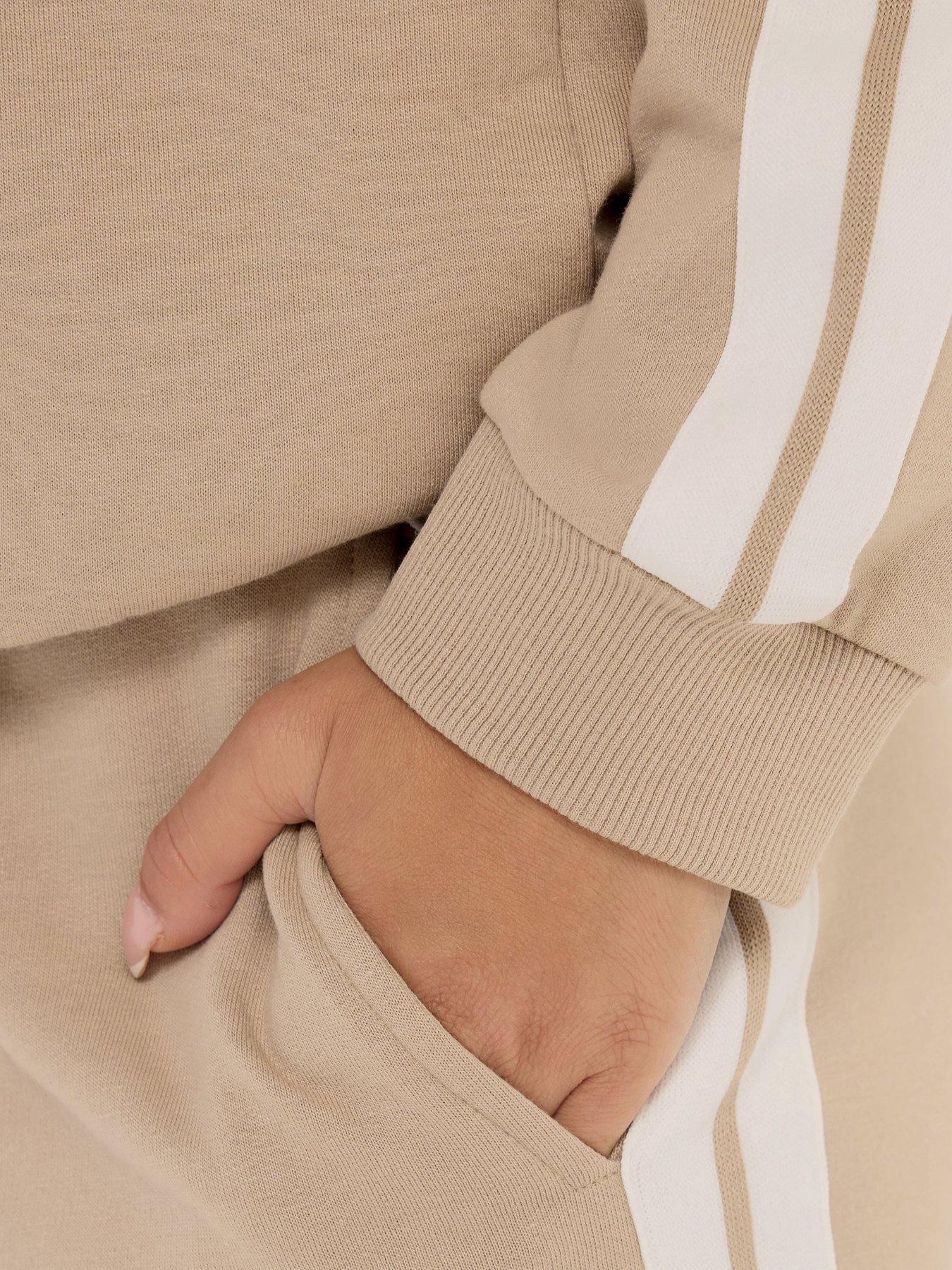 Image 4 of 5 of PixieGirl Petite 2 Side Stripe Wide Leg Joggers - Cream