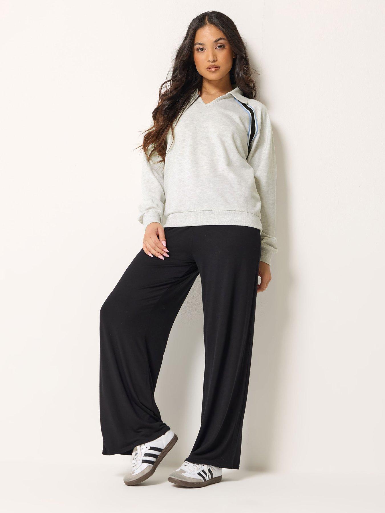 Image 3 of 4 of PixieGirl Petite Collar Stripe Sweatshirt - Grey