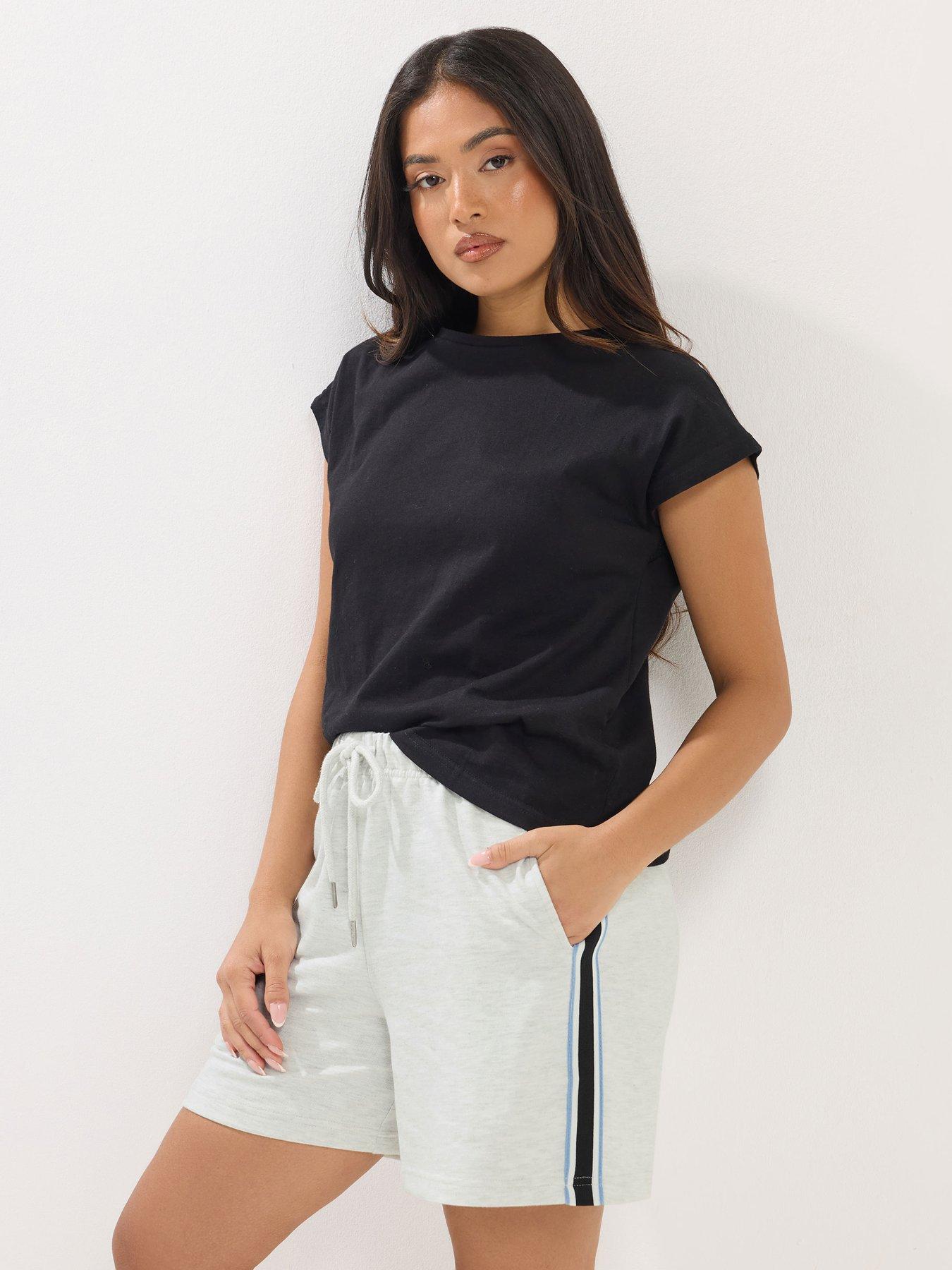  image of pixiegirl-petite-side-stripe-shorts-grey