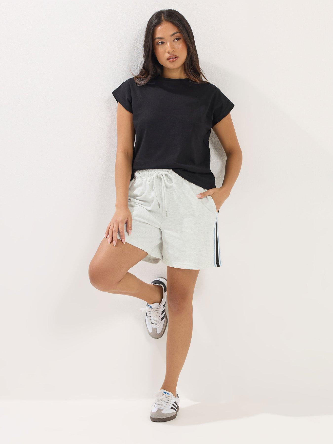  image of pixiegirl-petite-side-stripe-shorts-grey