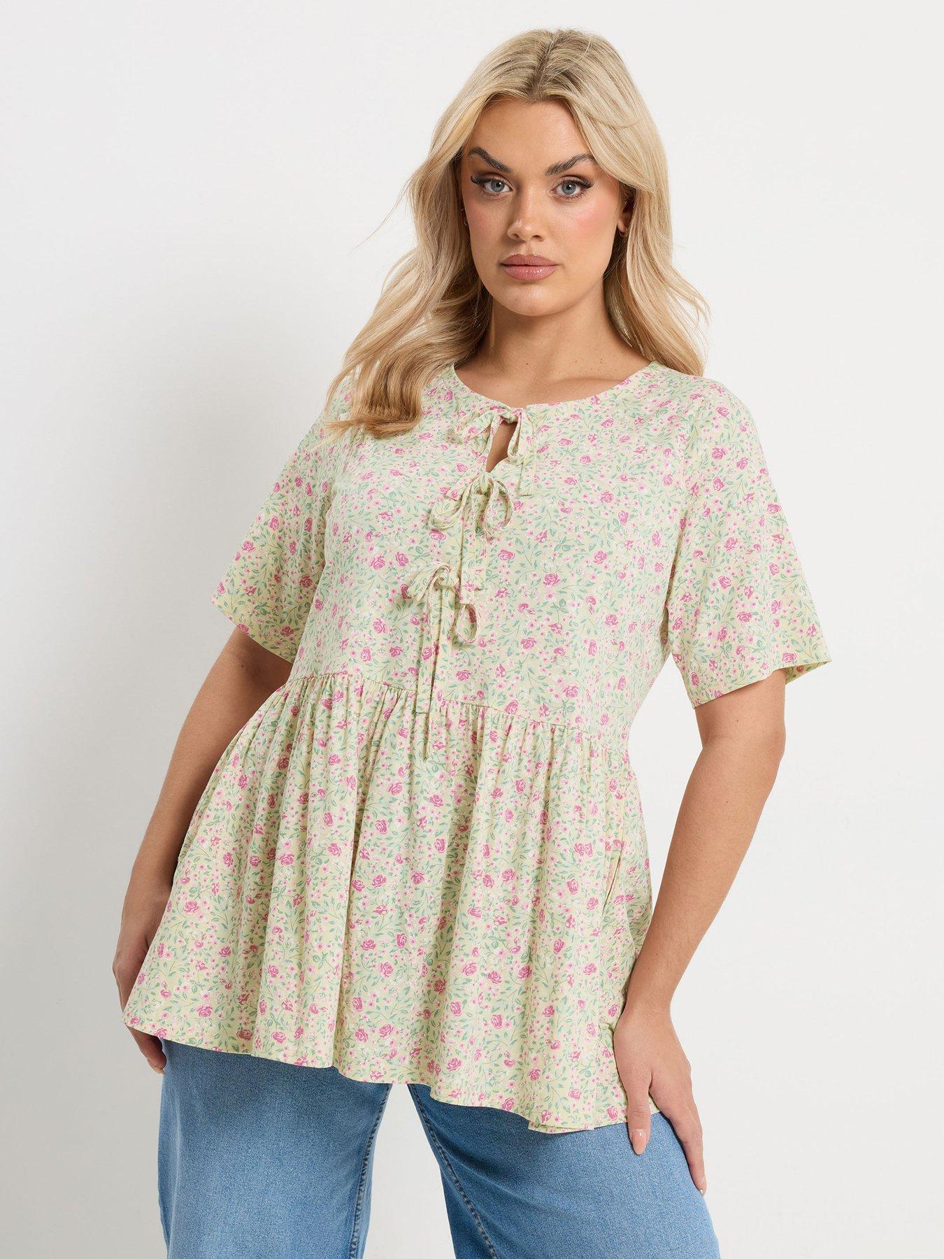 yours-curve-bow-front-peplum-top-yellow