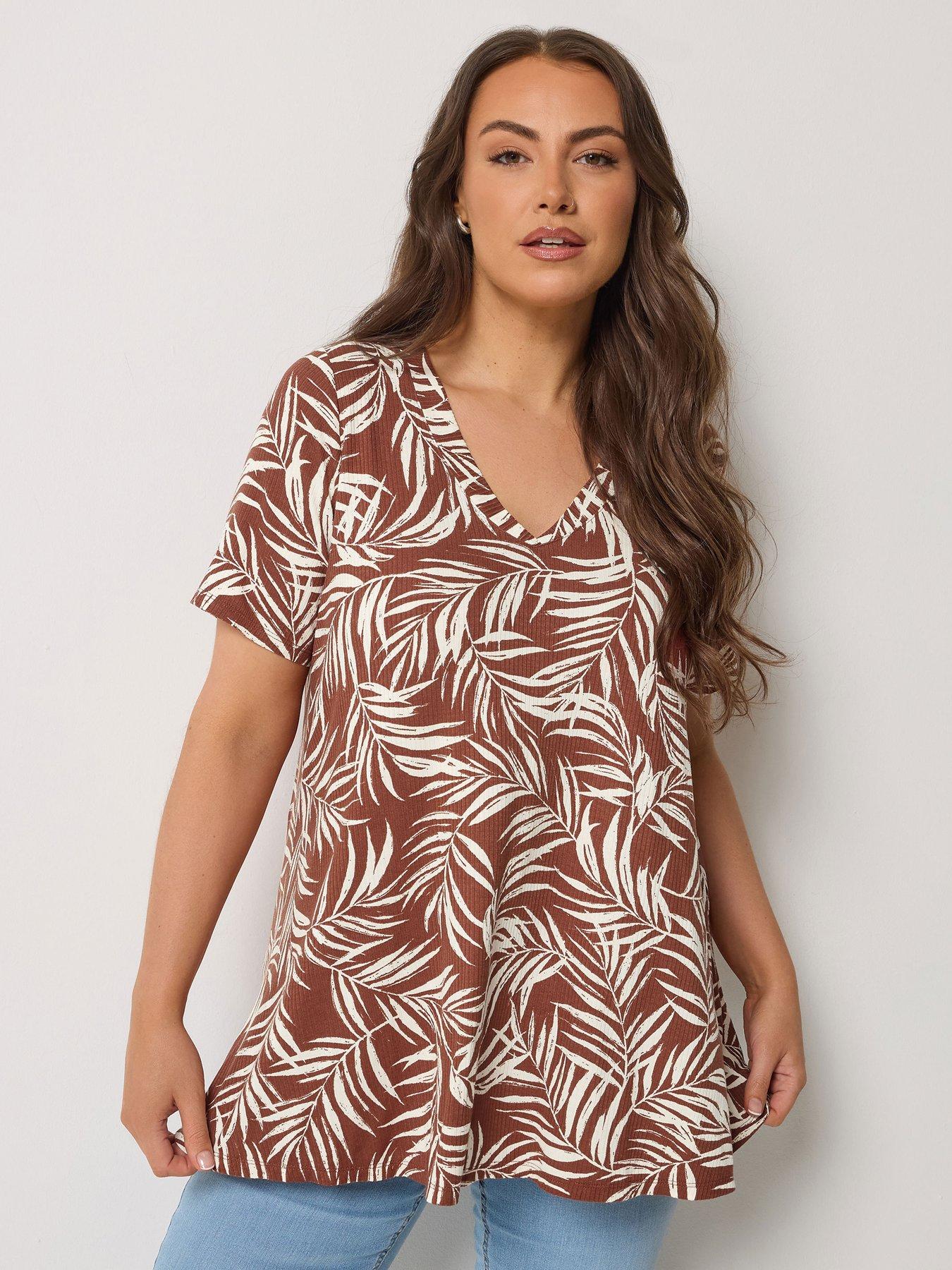 Image 1 of 5 of Yours Curve Printed Swing Top - Brown