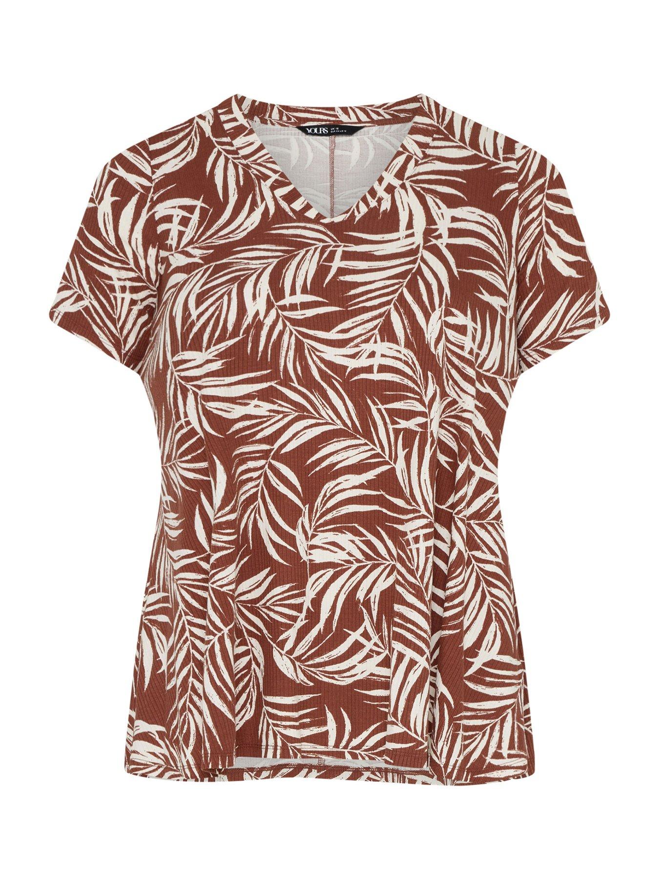 Image 5 of 5 of Yours Curve Printed Swing Top - Brown