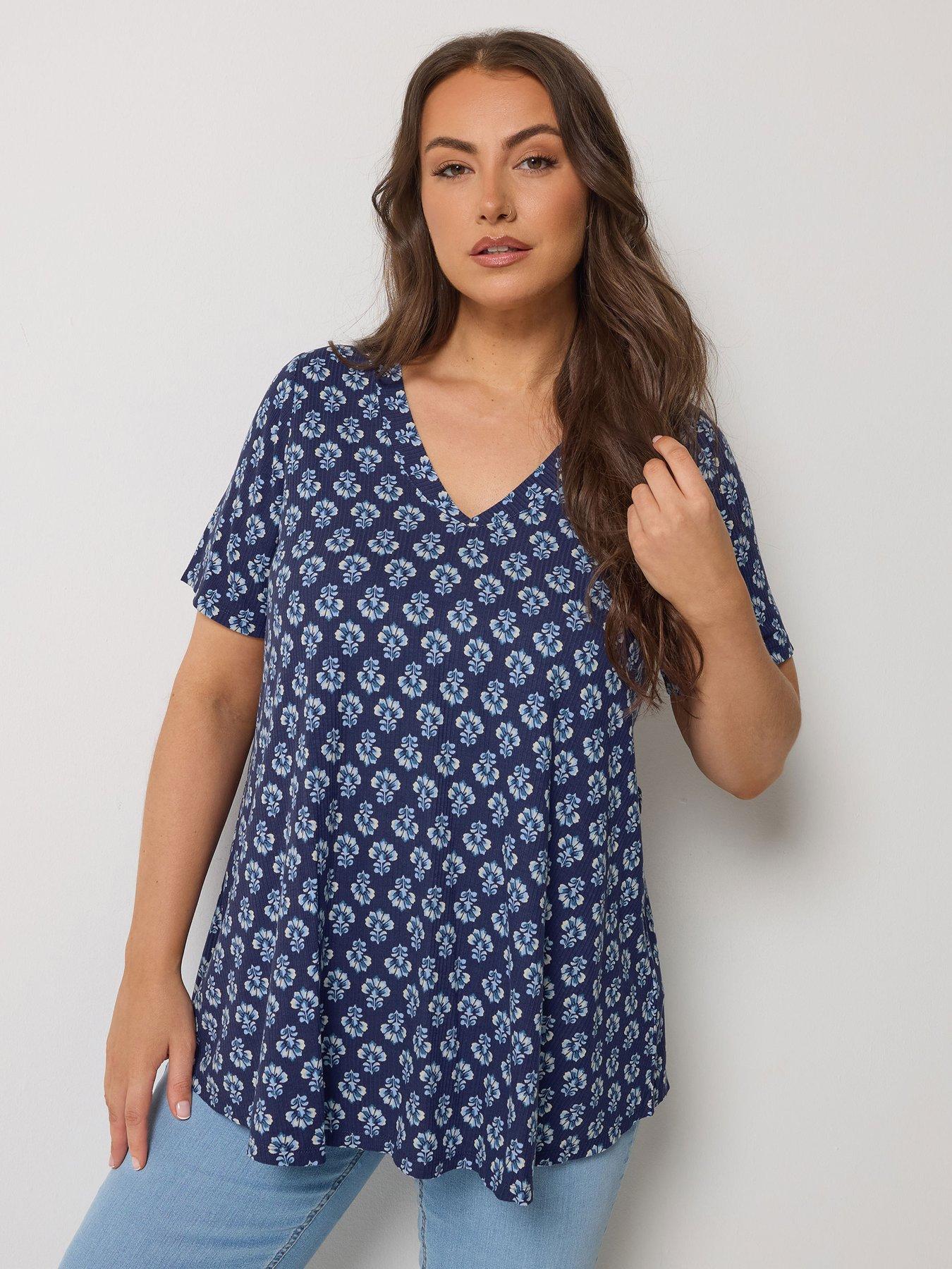 Yours Curve Printed Swing Top - Blue