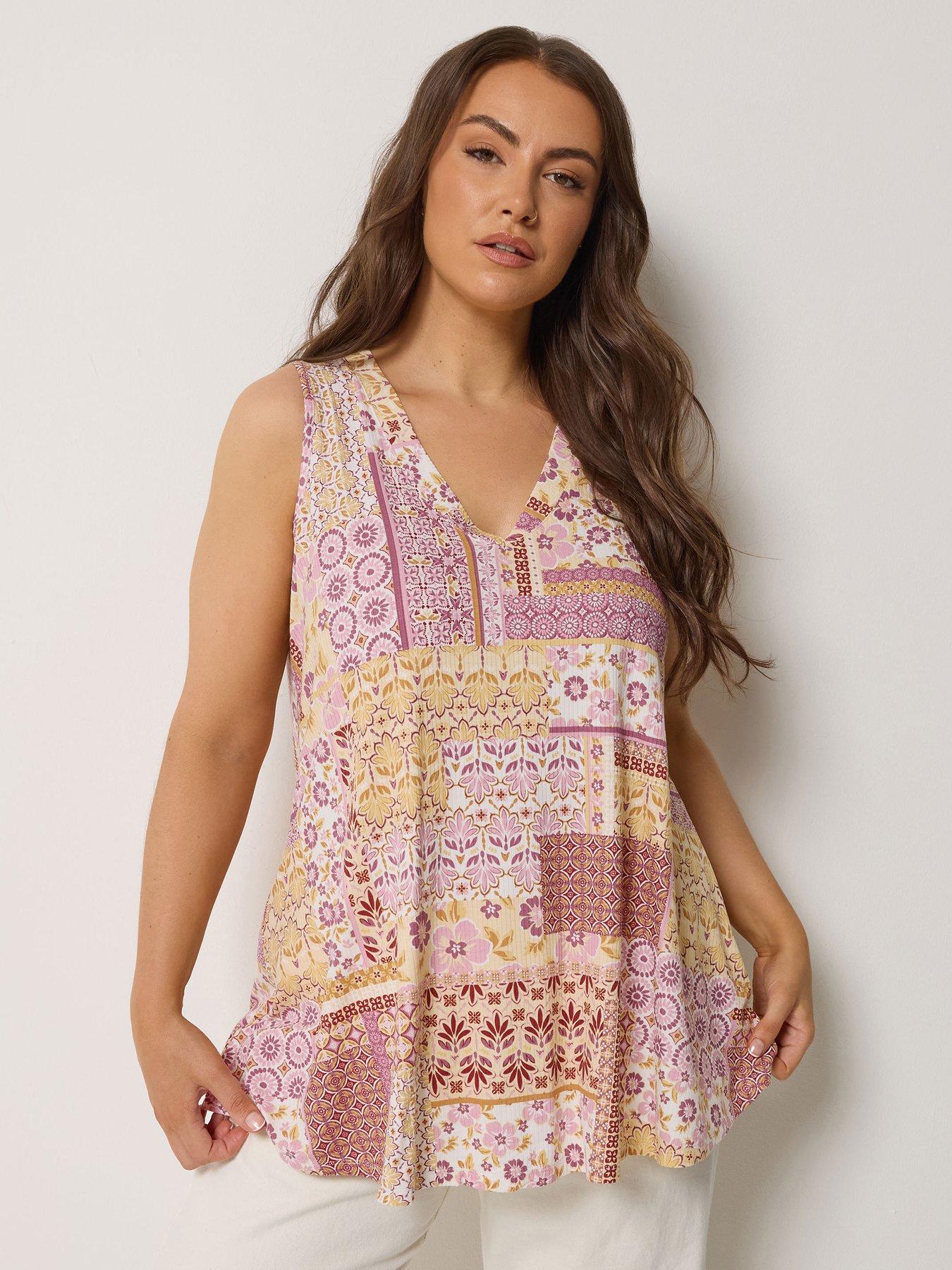 yours-curve-rib-swing-printed-vest-purple