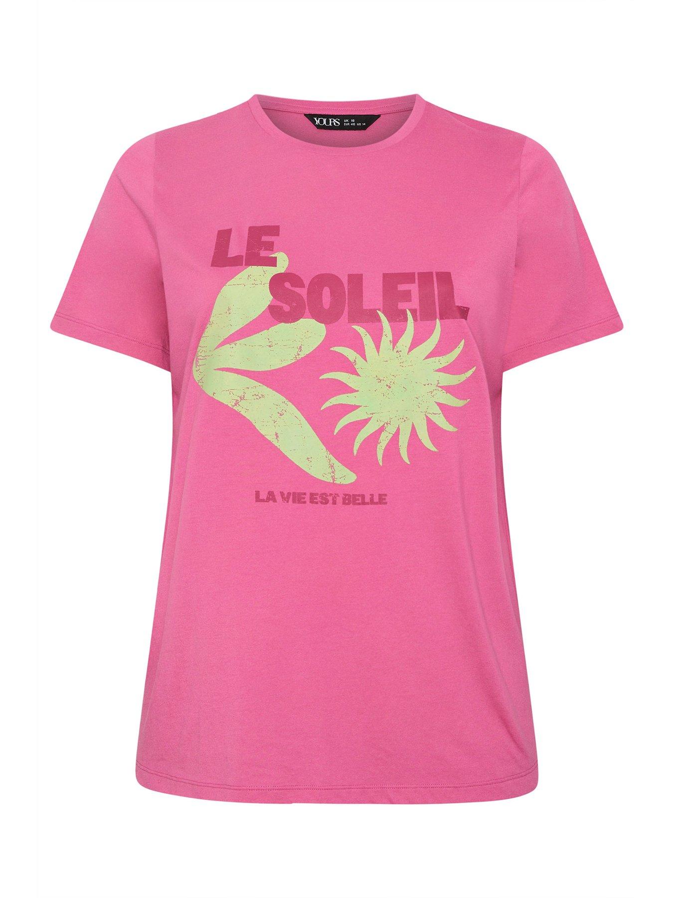 Image 5 of 5 of Yours Curve Placement T-Shirt - Pink