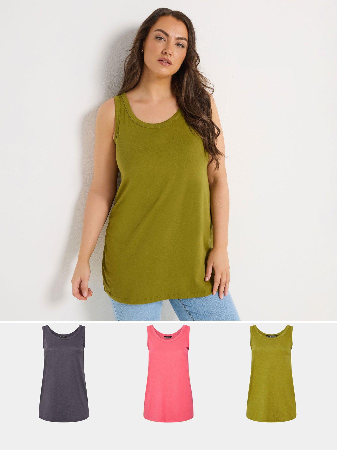  image of yours-curve-3-pack-core-basic-vests-grey