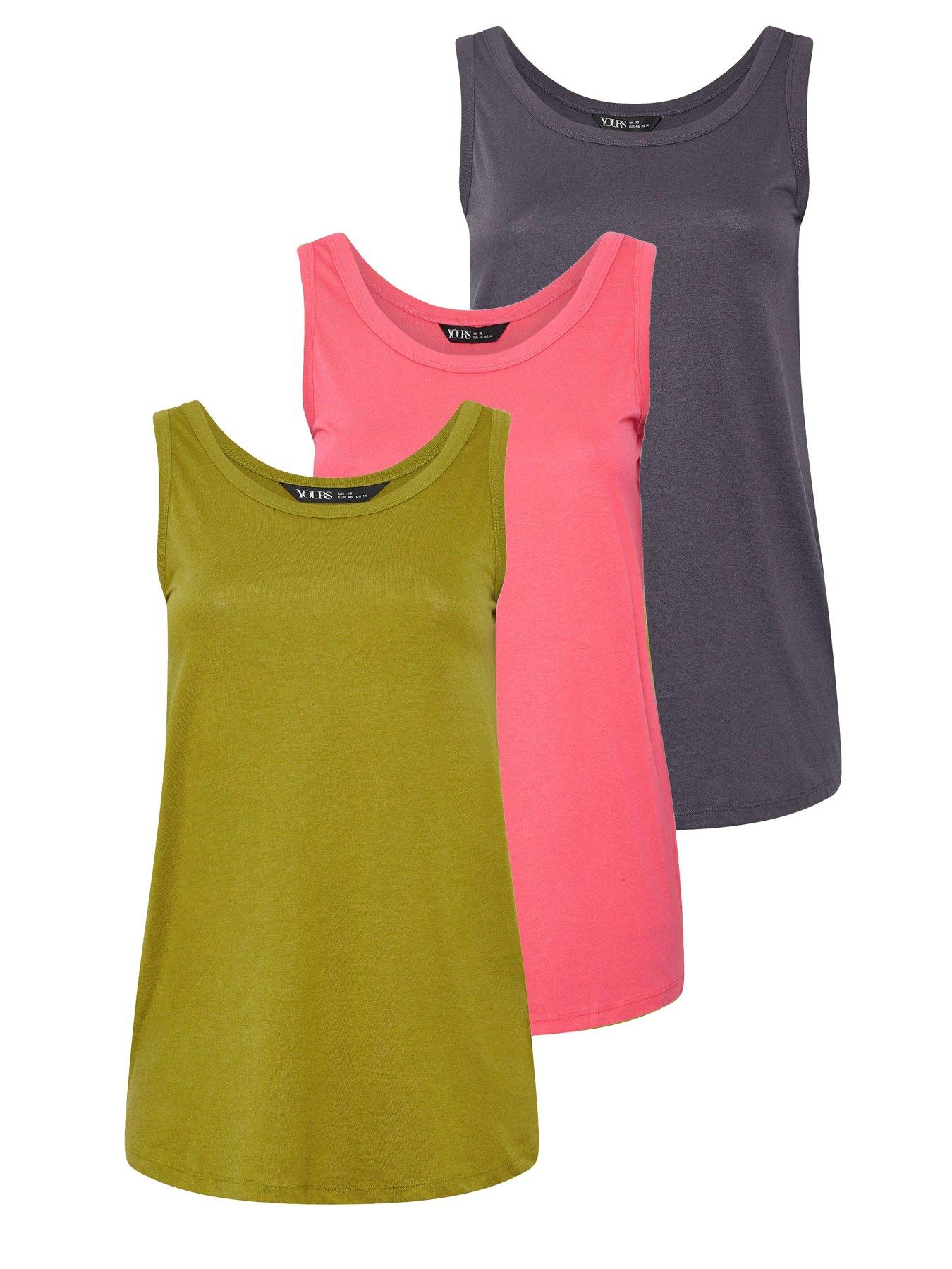  image of yours-curve-3-pack-core-basic-vests-grey