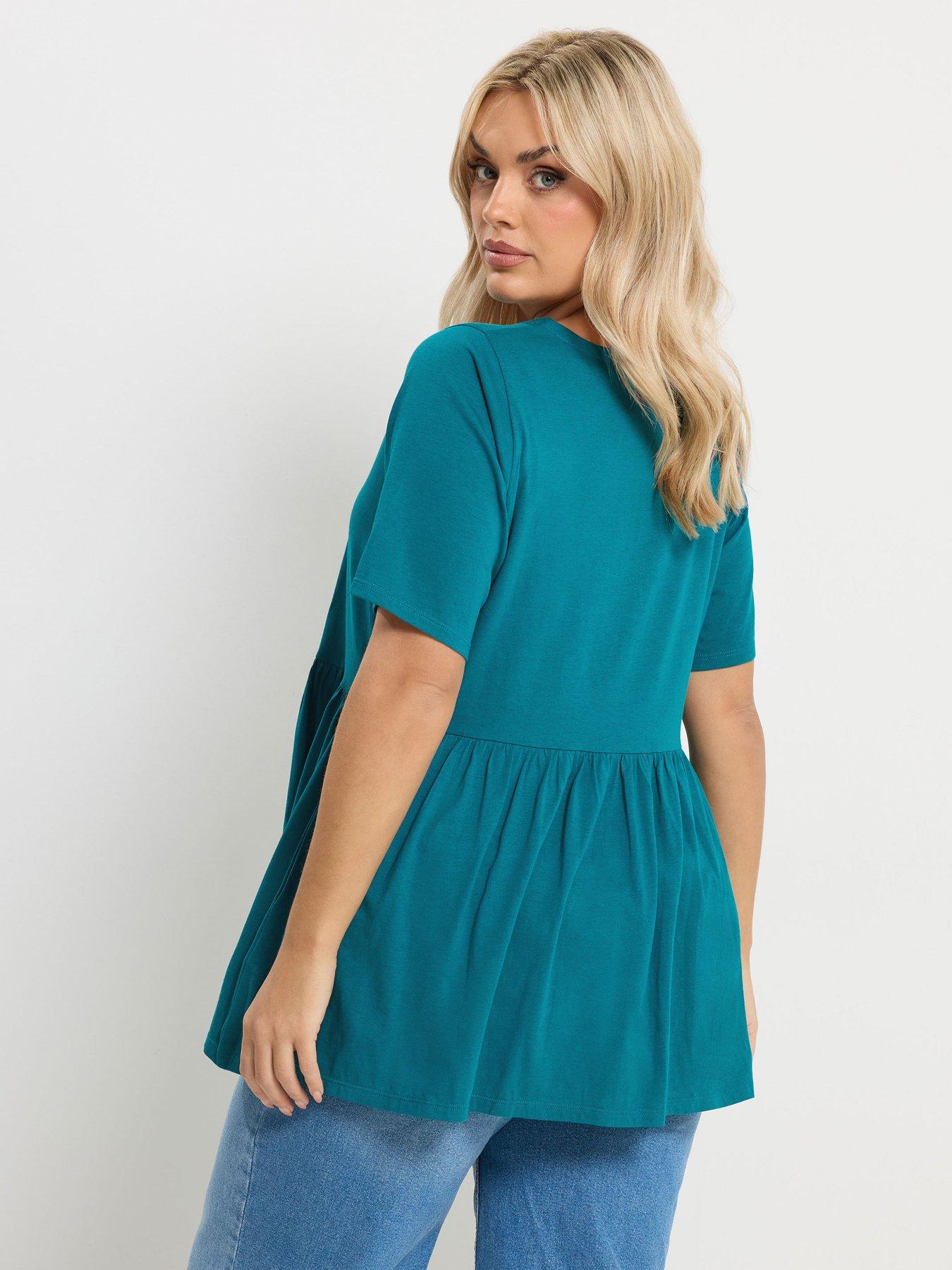 stillFront image of yours-curve-bow-front-peplum-top