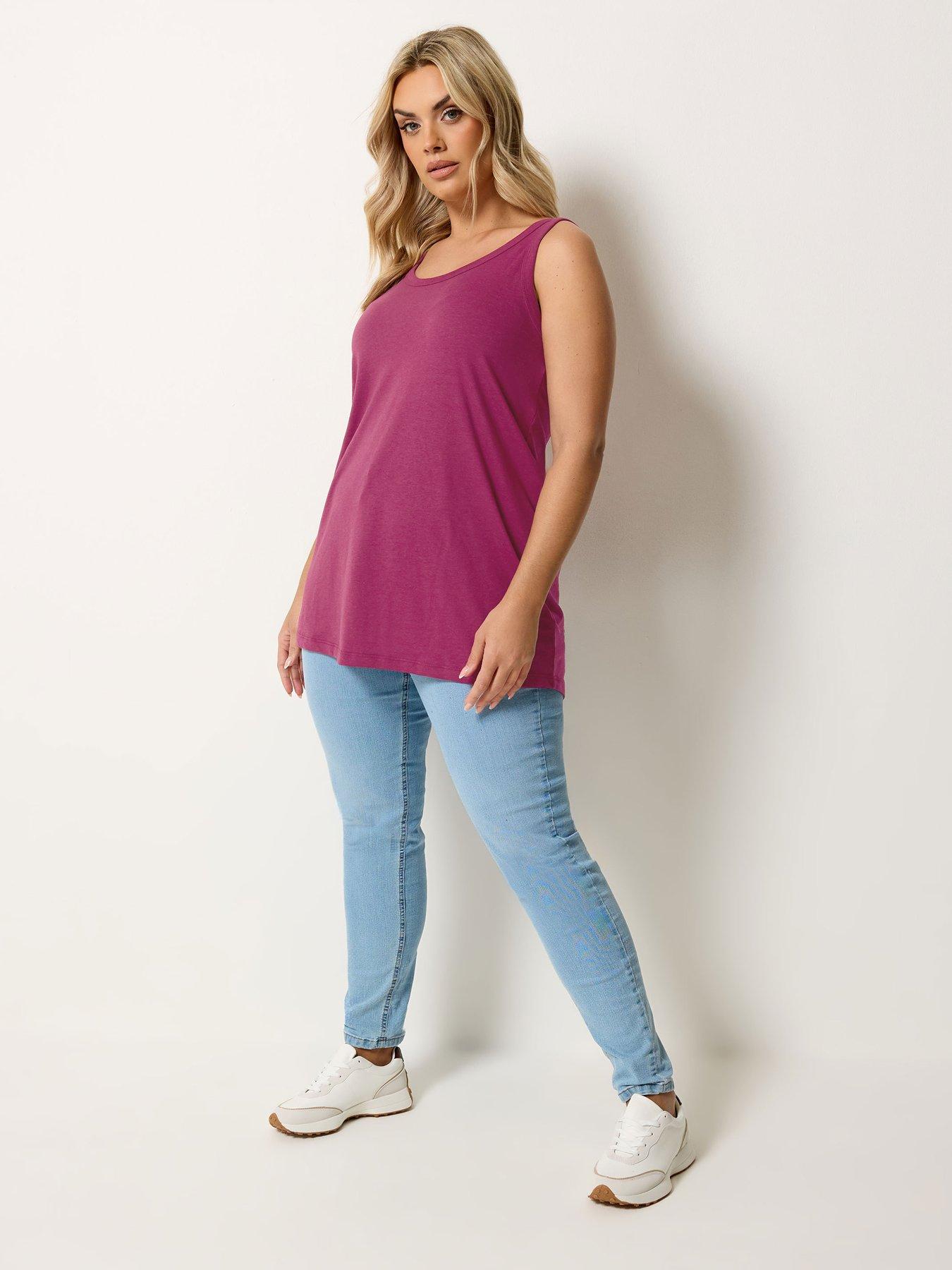  image of yours-curve-5-pack-core-basic-vest-colour-multi