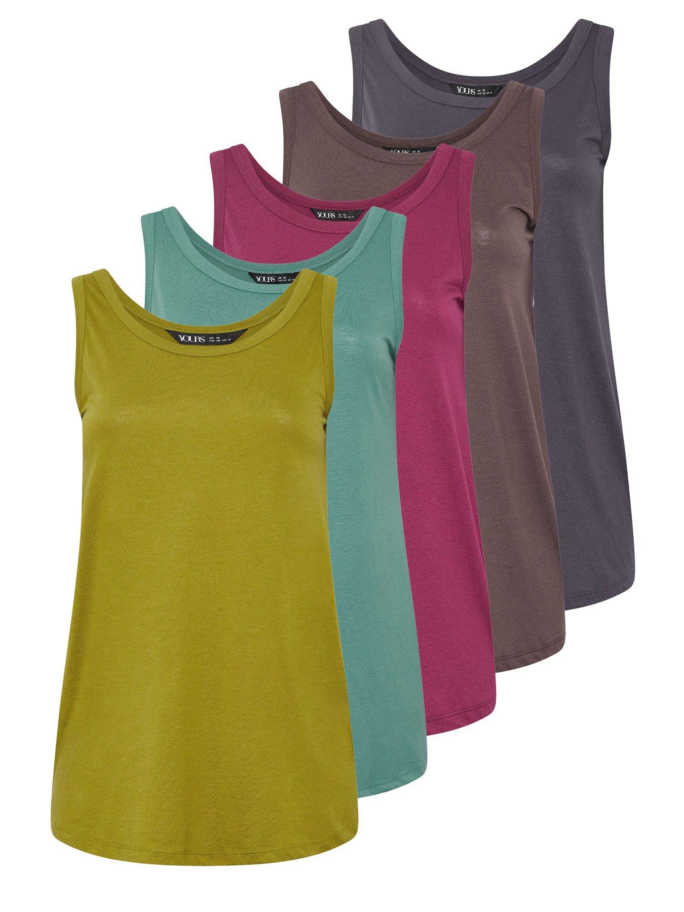  image of yours-curve-5-pack-core-basic-vest-colour-multi