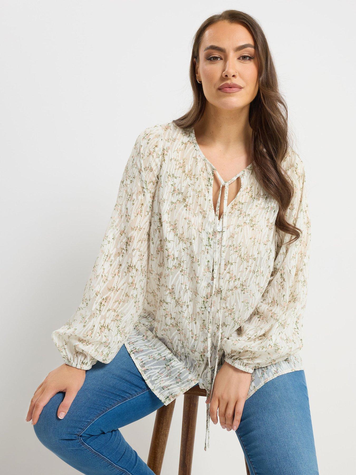 front image of yours-curve-burnout-blouse