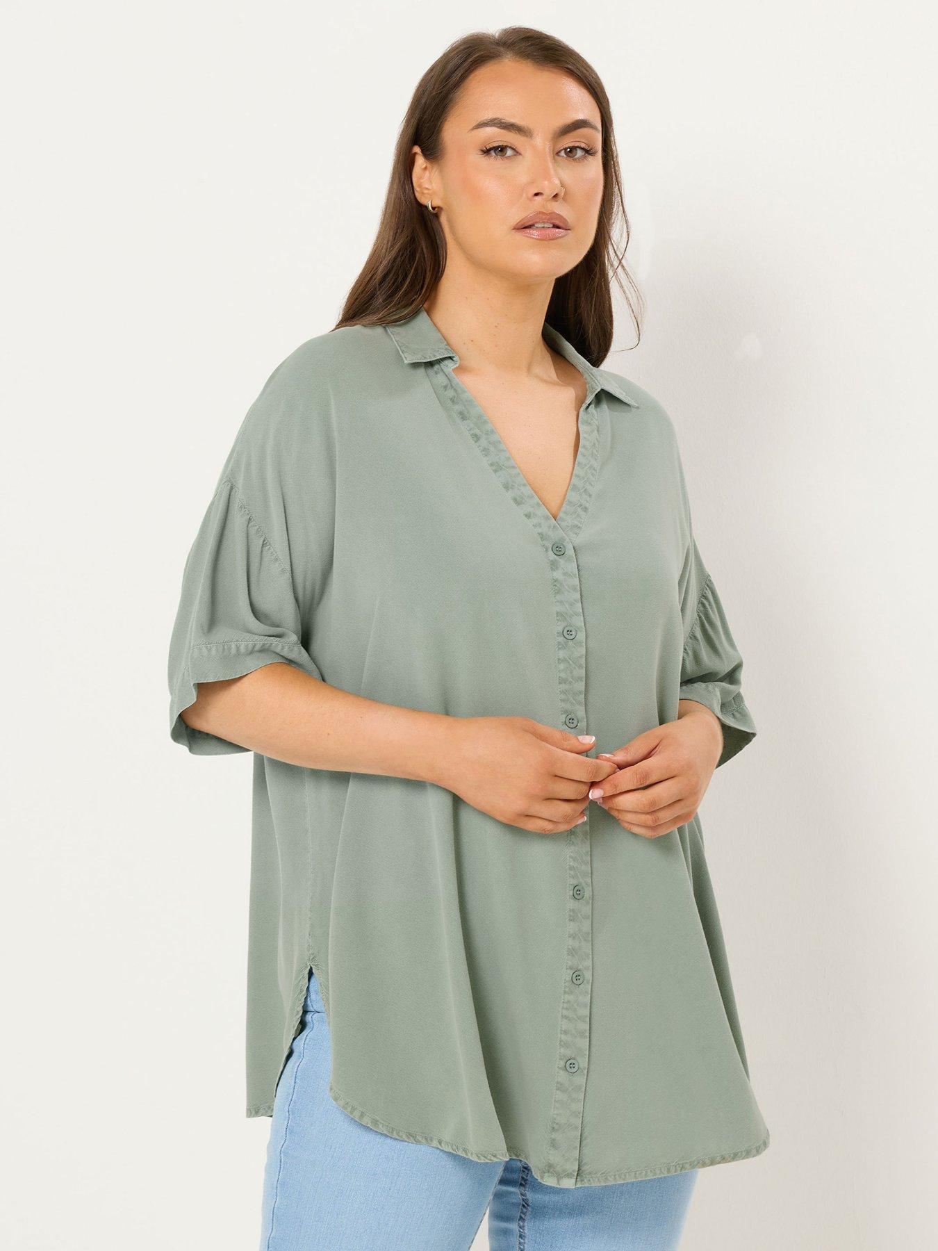 Yours Curve Short Sleeve Chambray Shirt