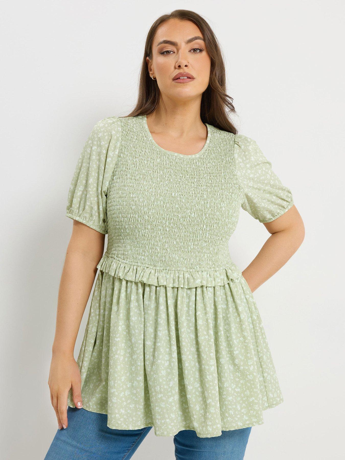 Yours Curve Texture Shirred Peplum Top