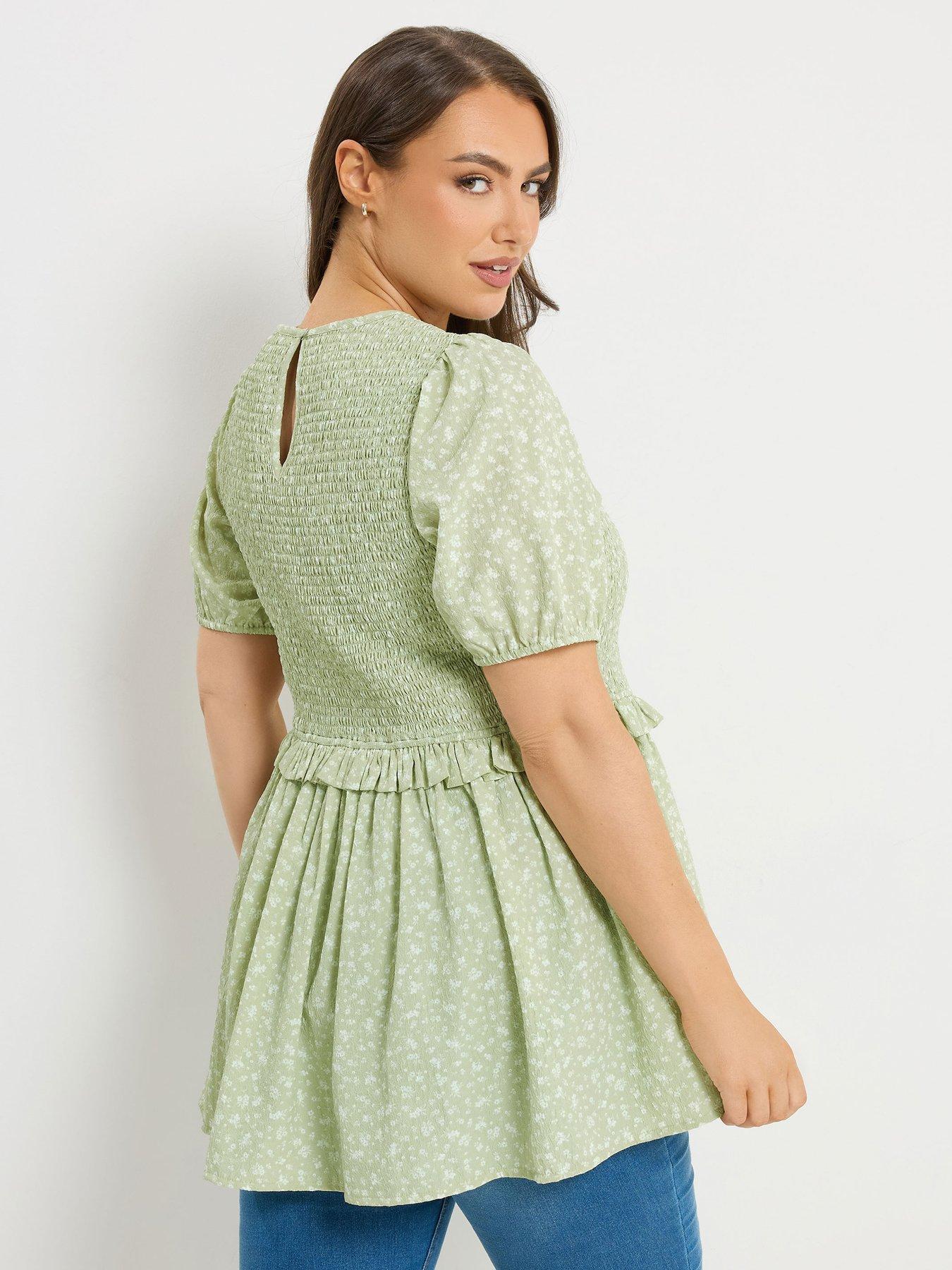 Image 2 of 5 of Yours Curve Texture Shirred Peplum Top