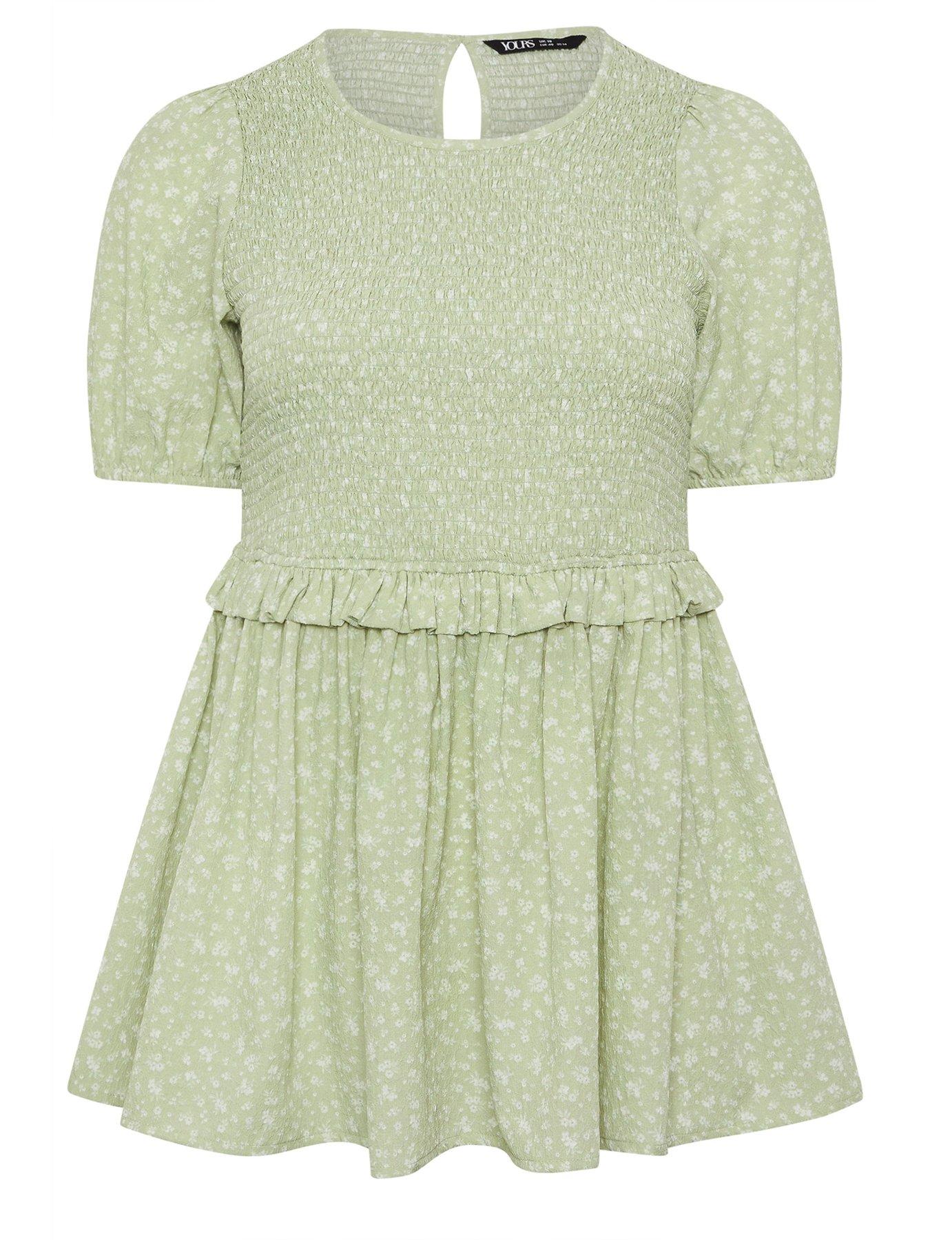 Image 5 of 5 of Yours Curve Texture Shirred Peplum Top