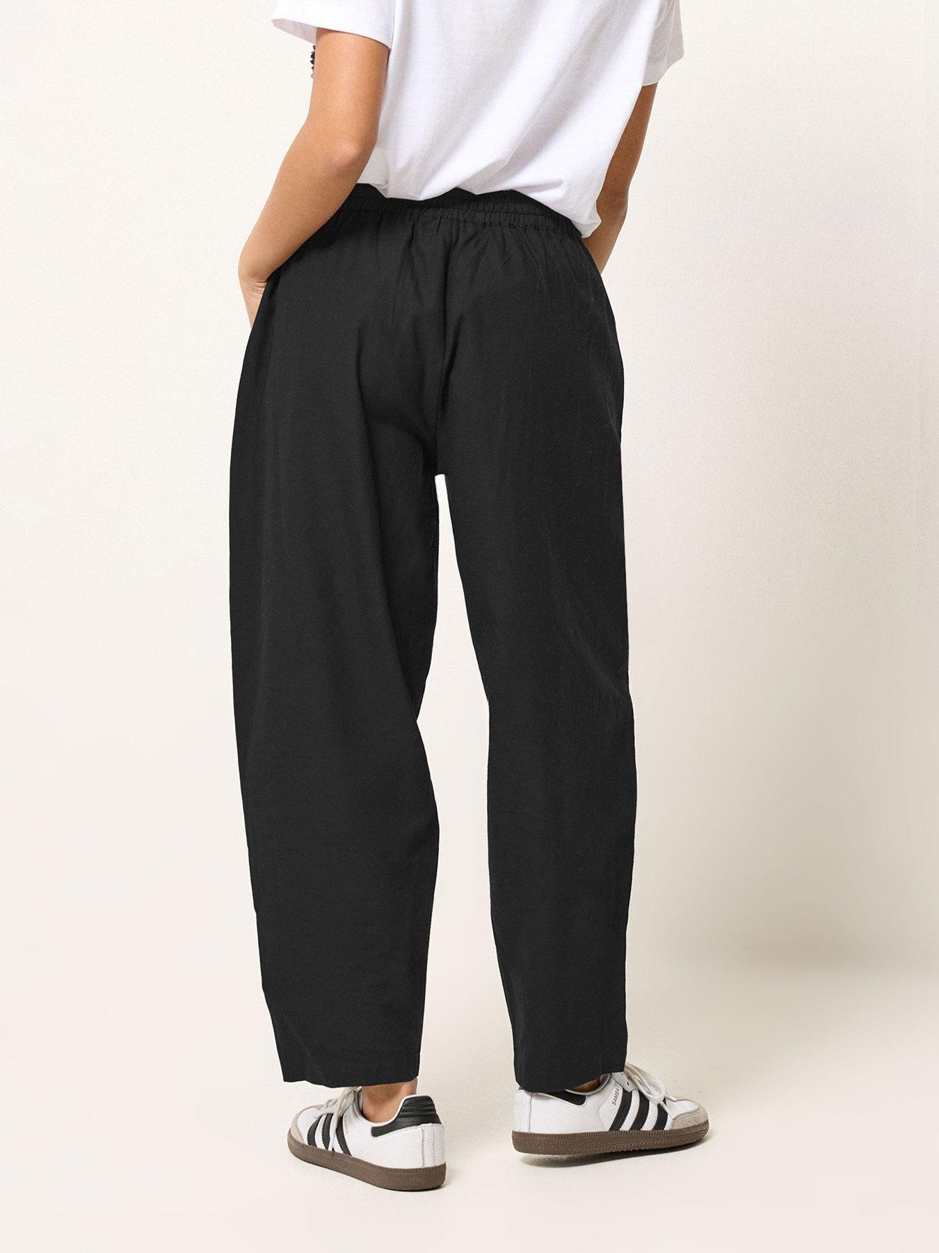  image of pixiegirl-petite-barrel-trousers-containing-linen-black