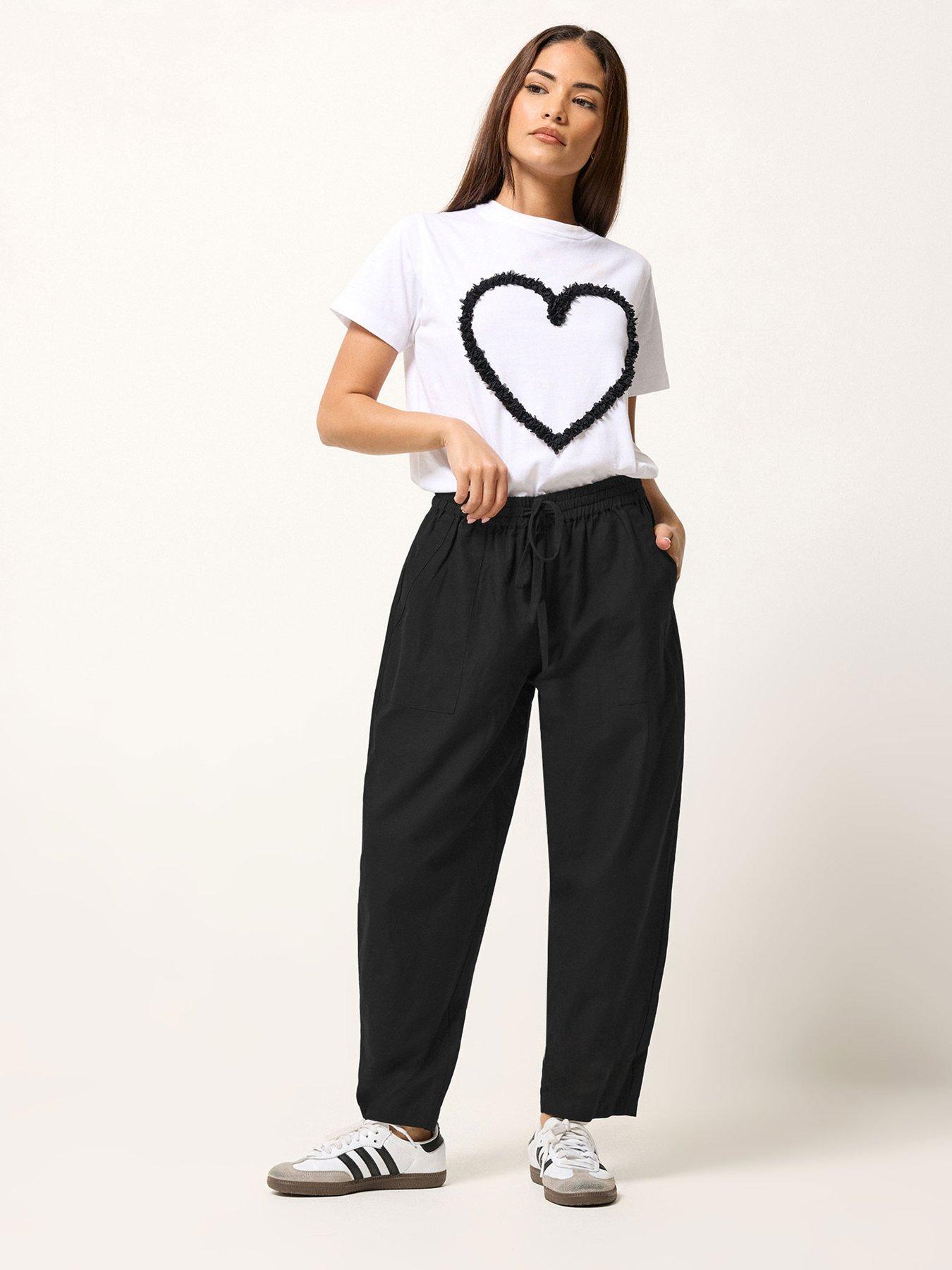 image of pixiegirl-petite-barrel-trousers-containing-linen-black