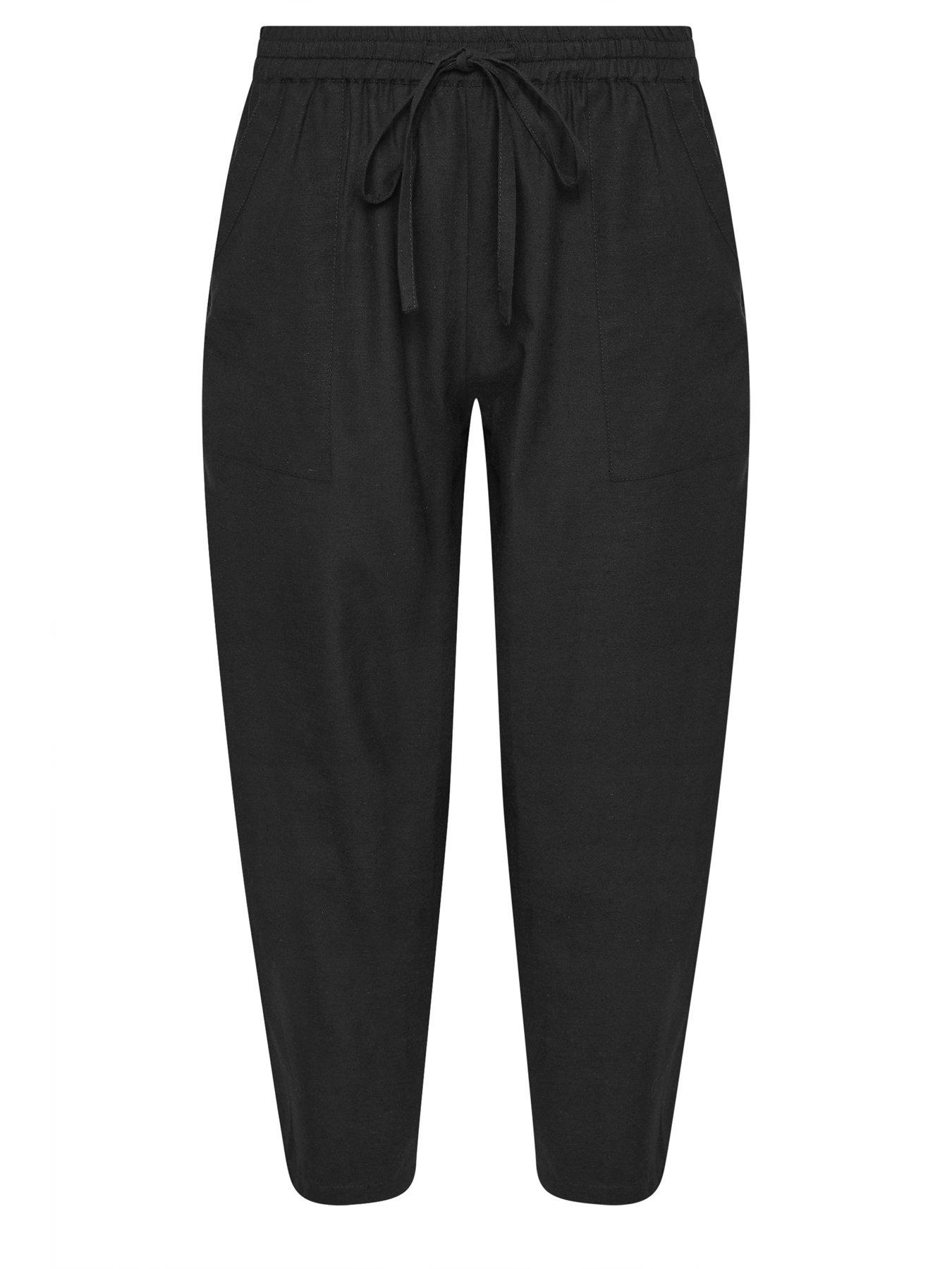  image of pixiegirl-petite-barrel-trousers-containing-linen-black