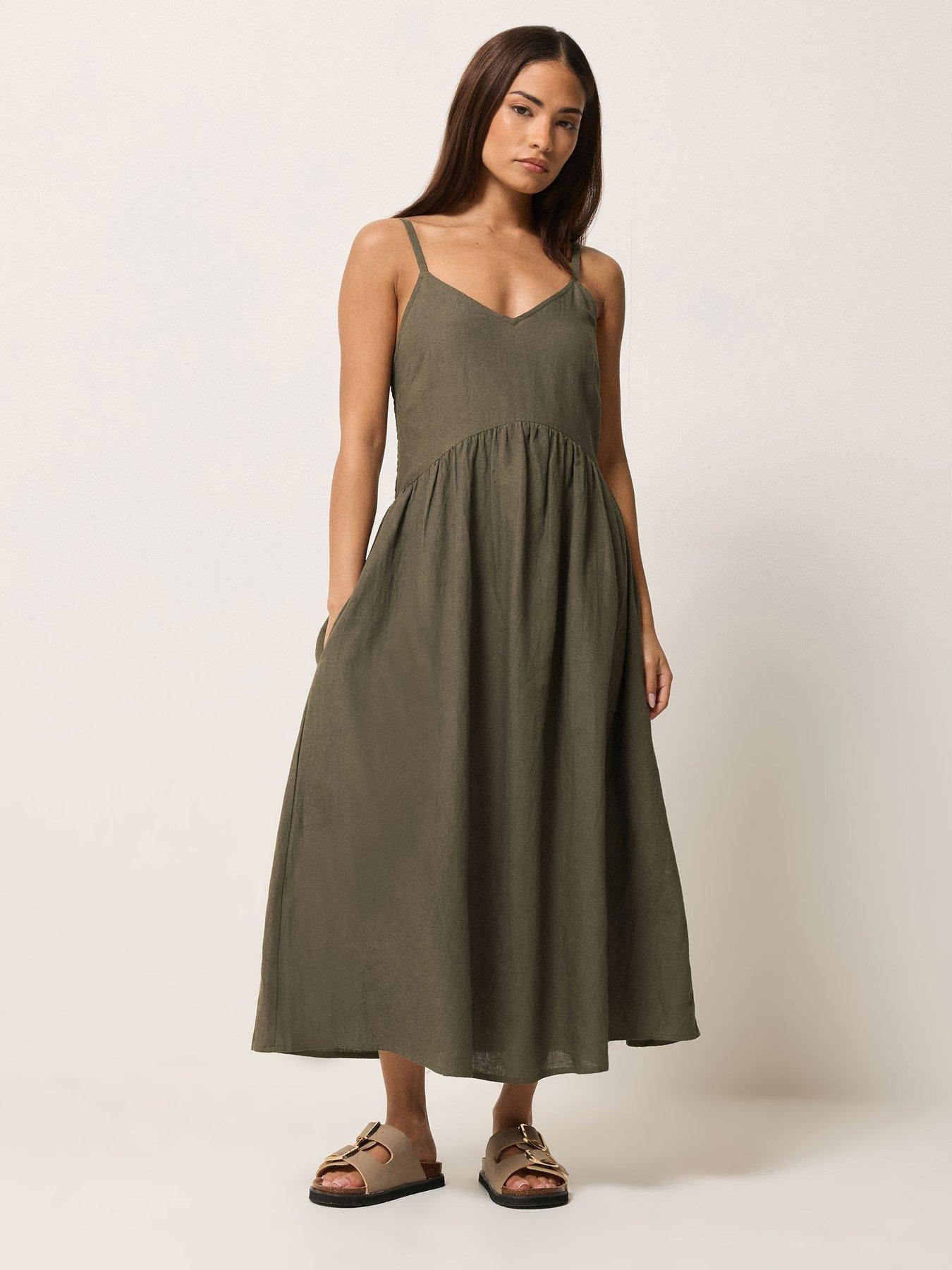PixieGirl Petite Strappy Midi Dresss - Brown