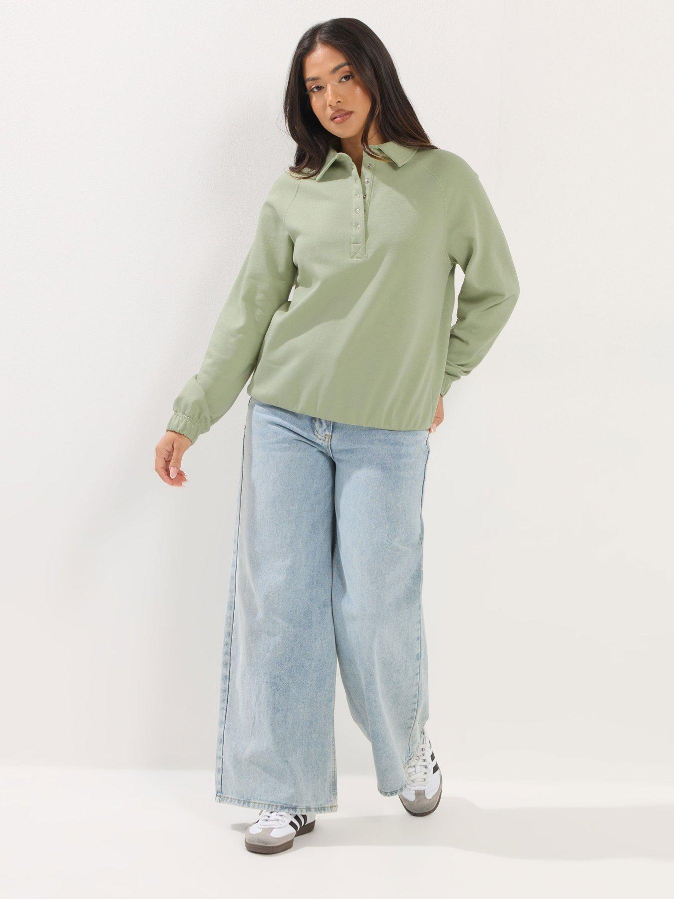 Image 3 of 5 of PixieGirl Petite Collar Sweatshirt - Green