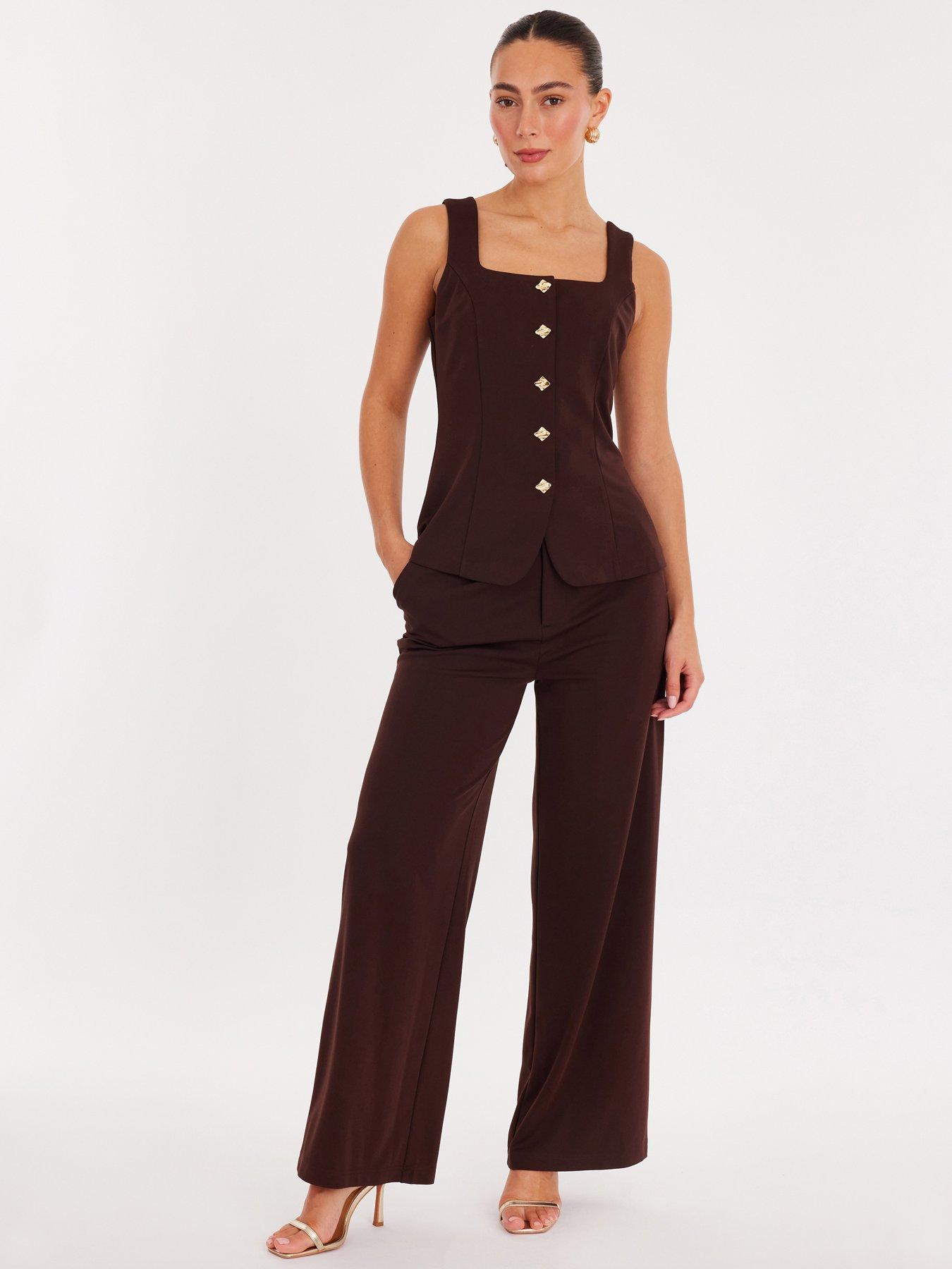  image of quiz-brown-wide-leg-trousers