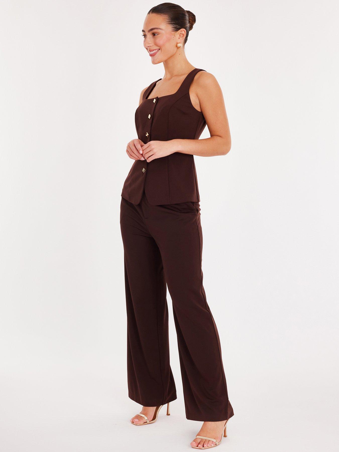 image of quiz-brown-wide-leg-trousers