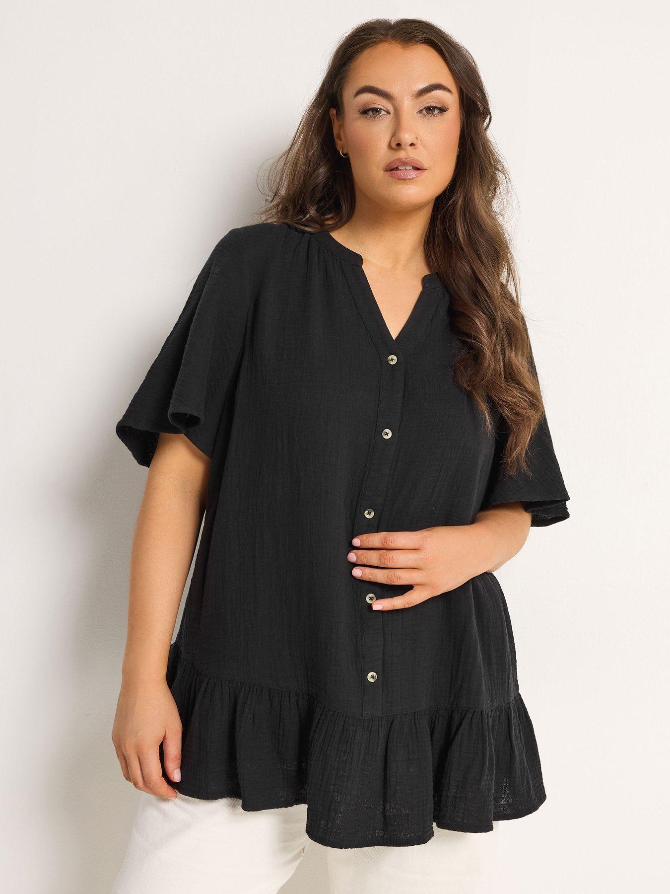 yours-curve-angel-sleeve-cheesecloth-top