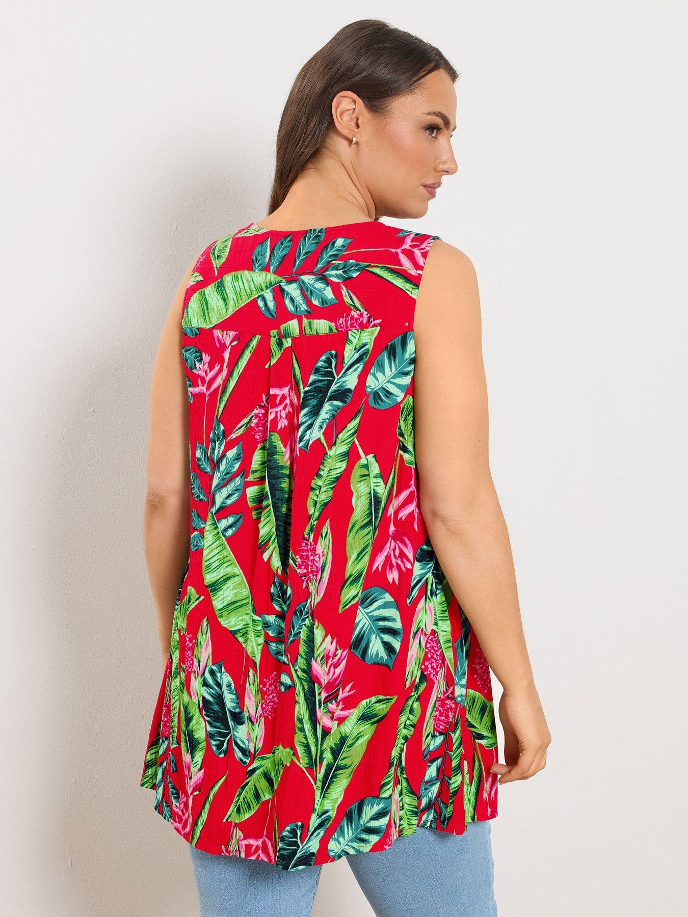 Image 2 of 5 of Yours Curve Pleat Front Vest Top - Red
