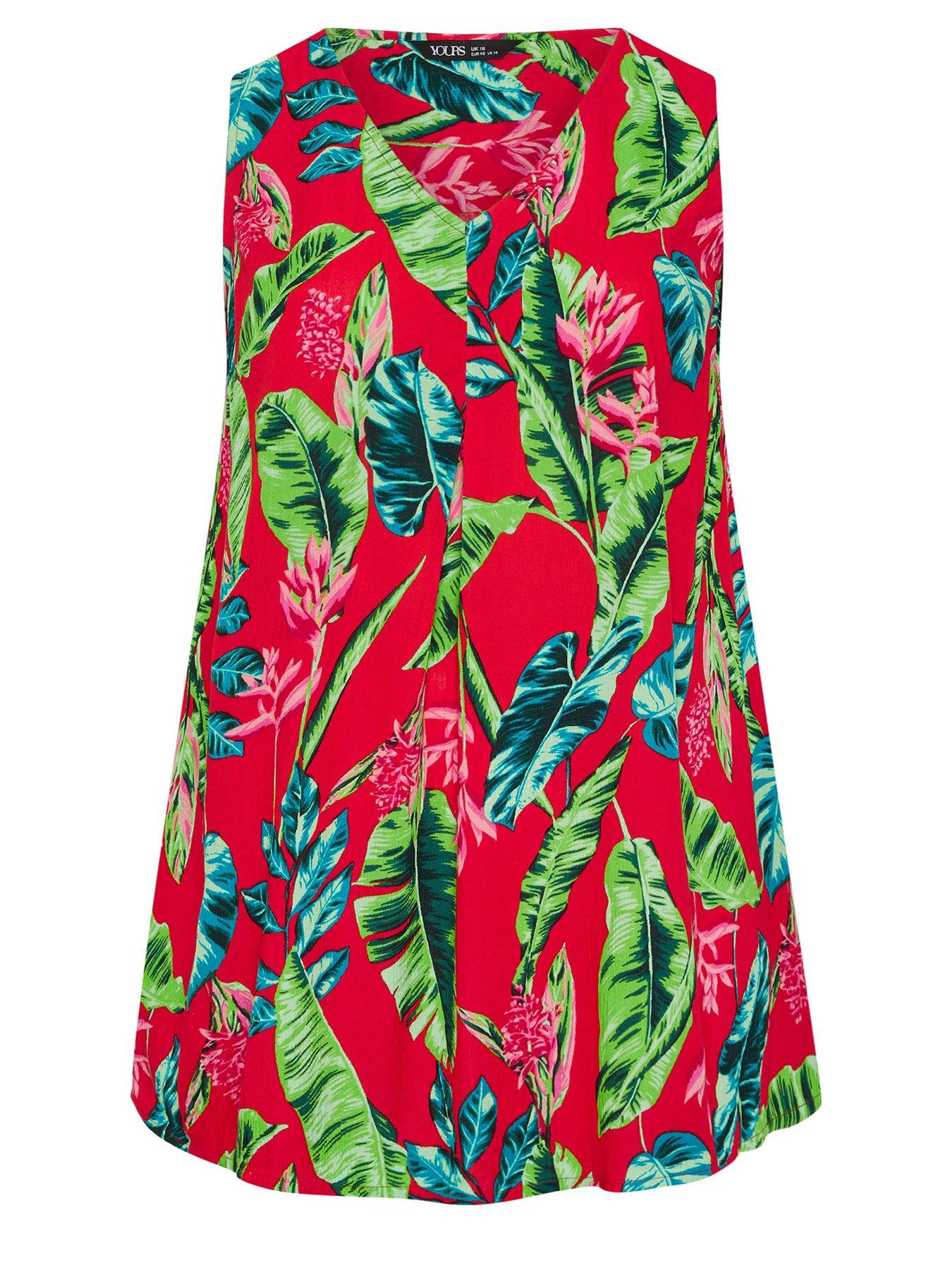 Image 5 of 5 of Yours Curve Pleat Front Vest Top - Red