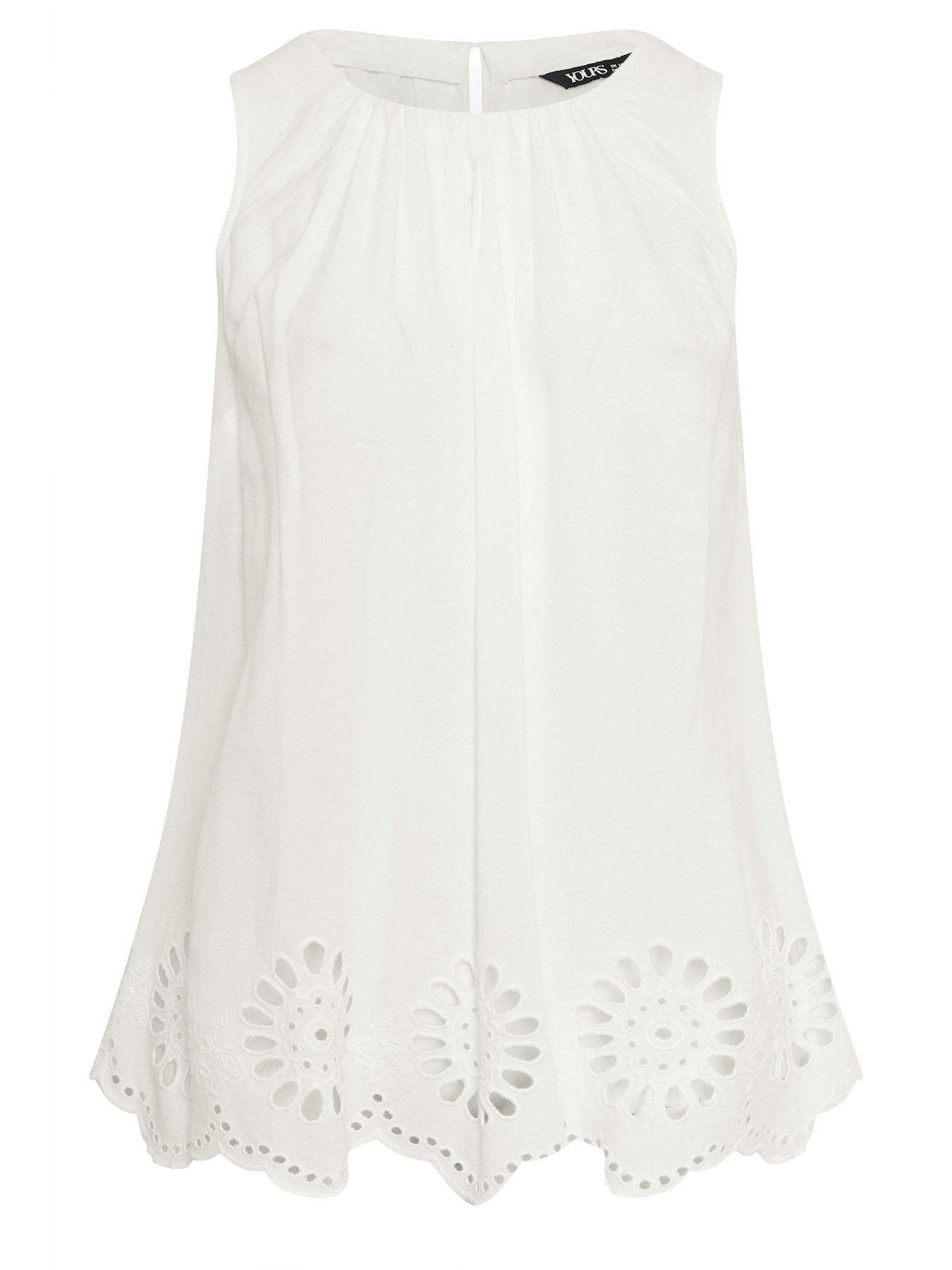  image of yours-curve-broderie-hem-vest-white