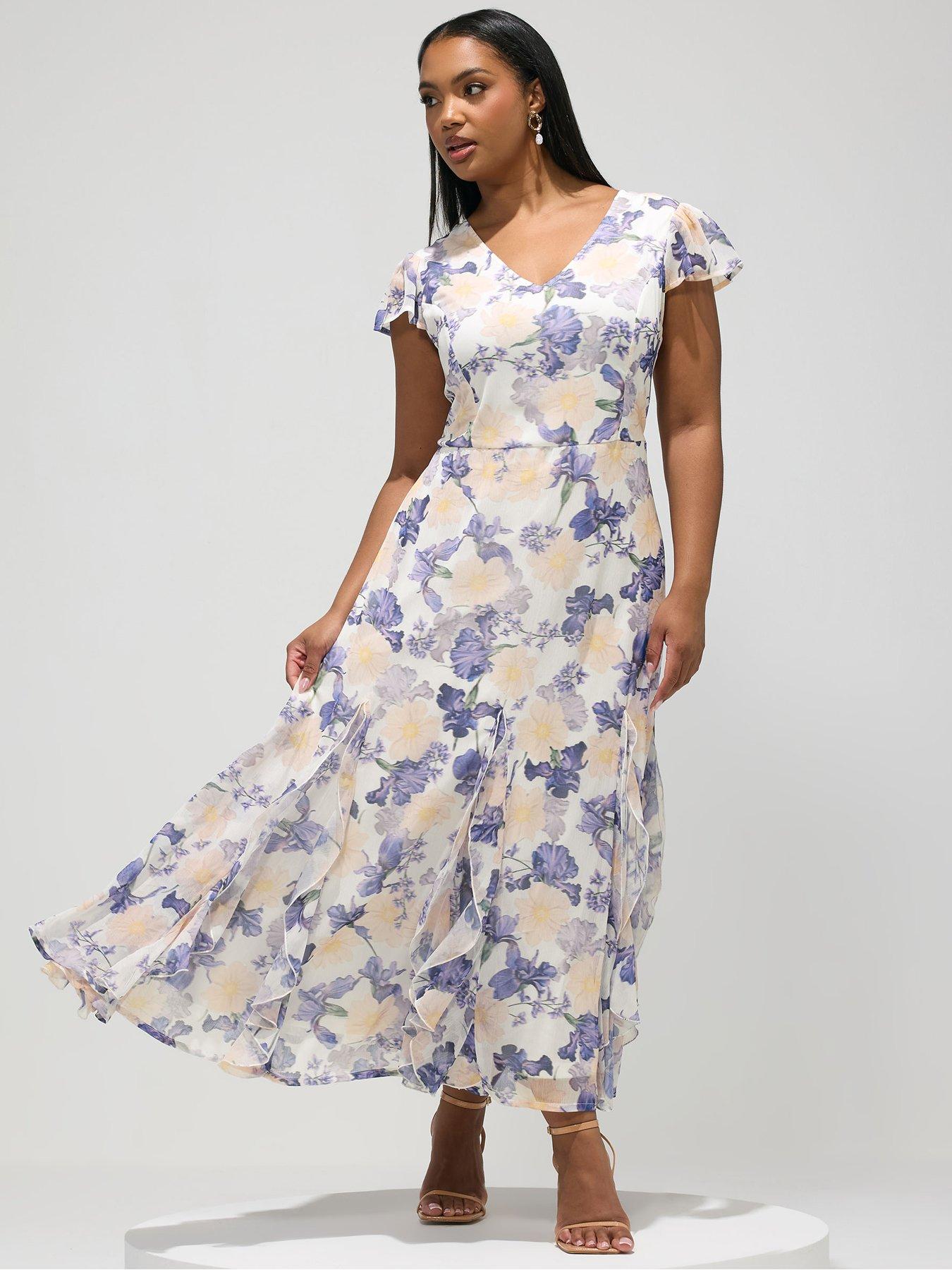Yours Curve Floral Godet Dress
