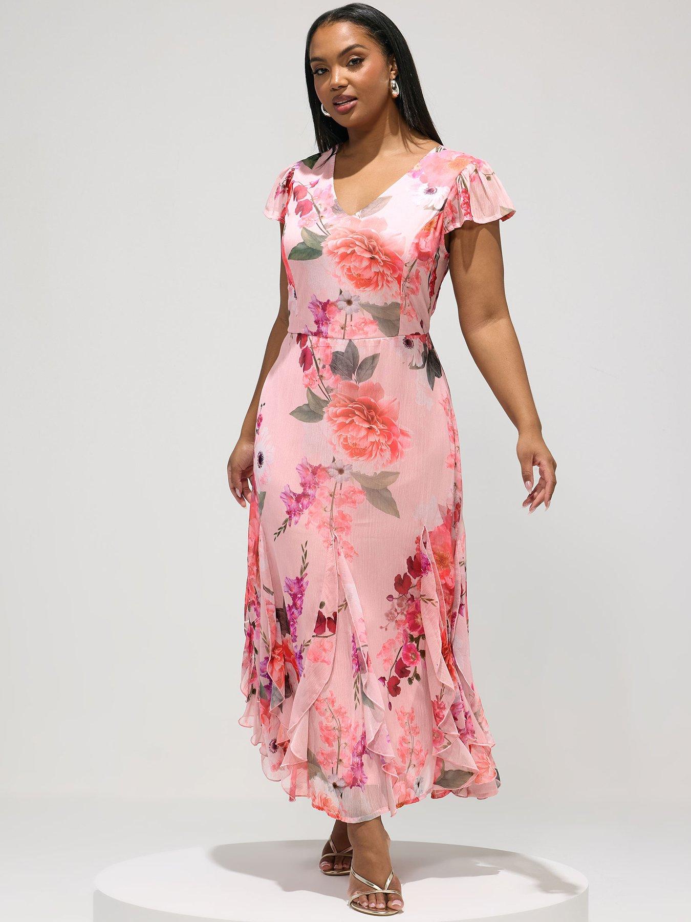 Yours Curve Floral Godet Dress