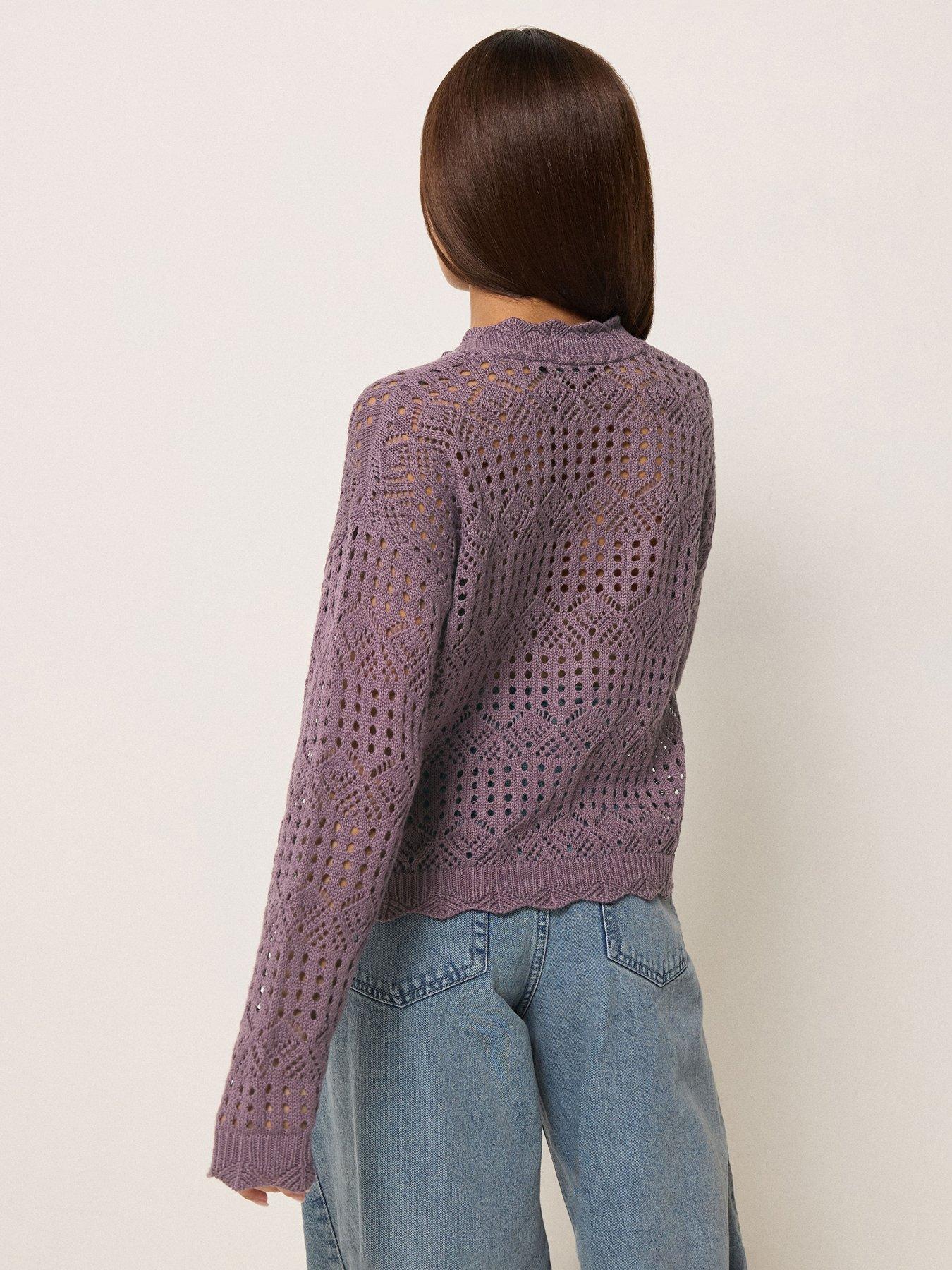  image of pixiegirl-petite-button-crochet-cardigan-purple