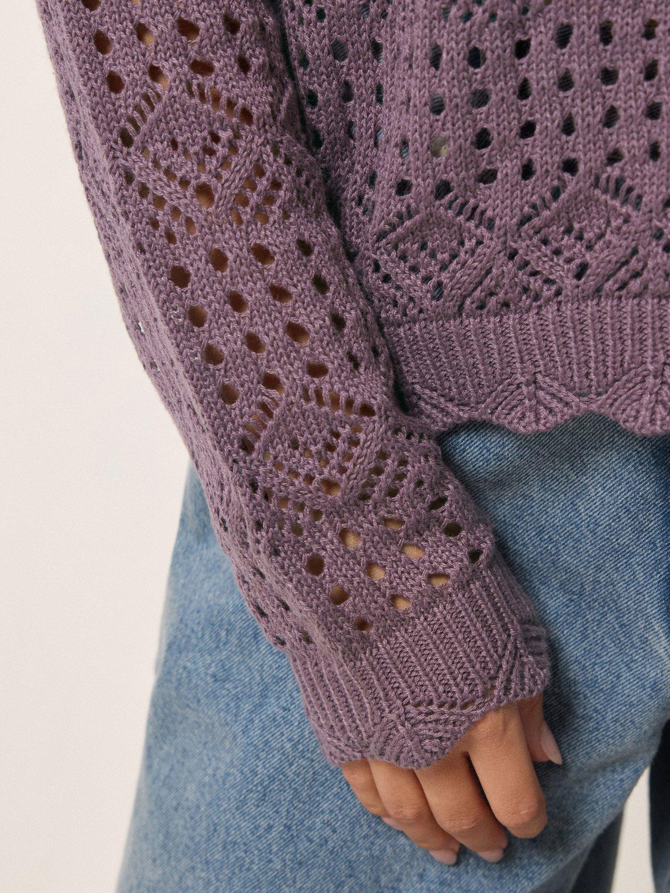  image of pixiegirl-petite-button-crochet-cardigan-purple